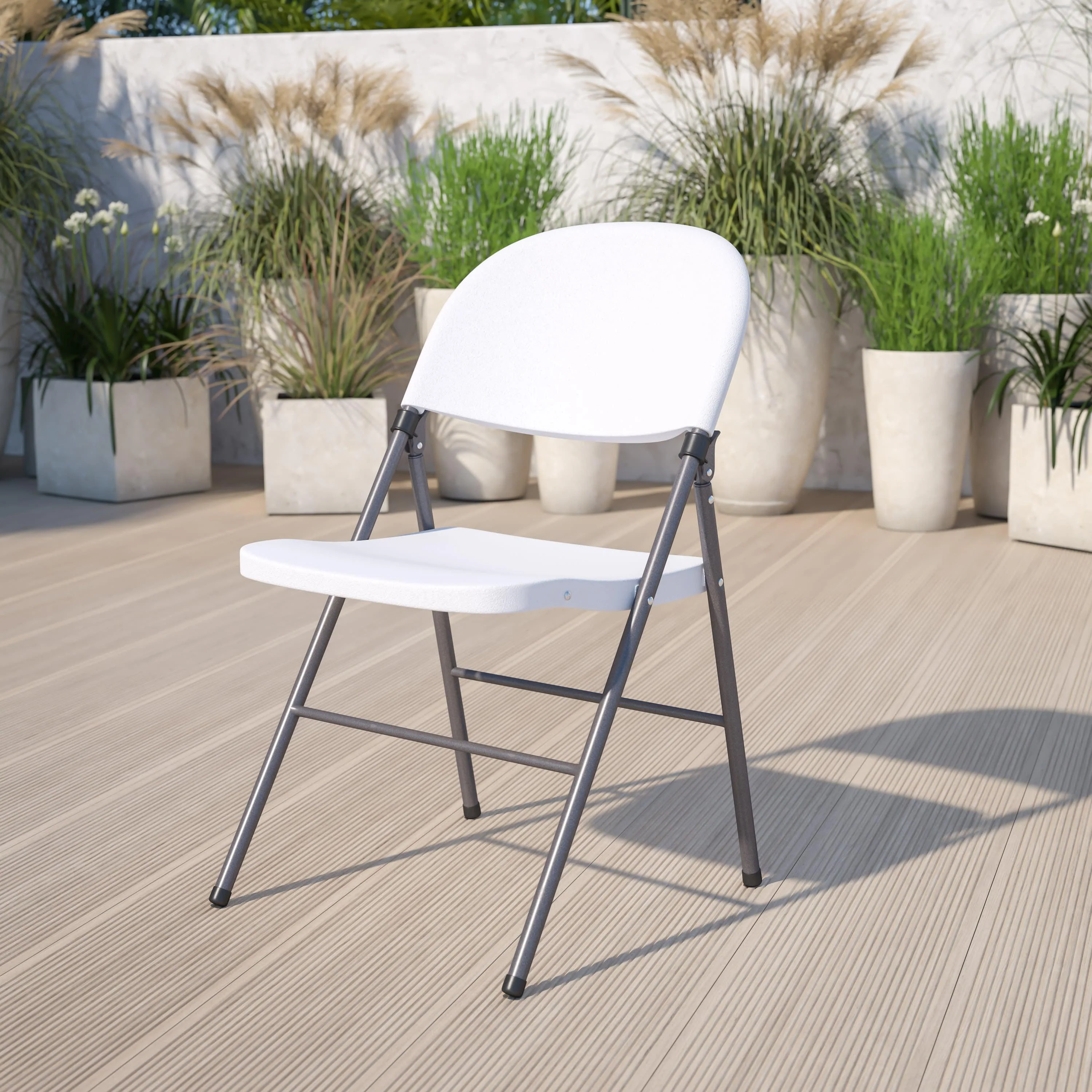HERCULES Series 330 lb. Capacity Plastic Folding Chair with Charcoal Frame - Image 14