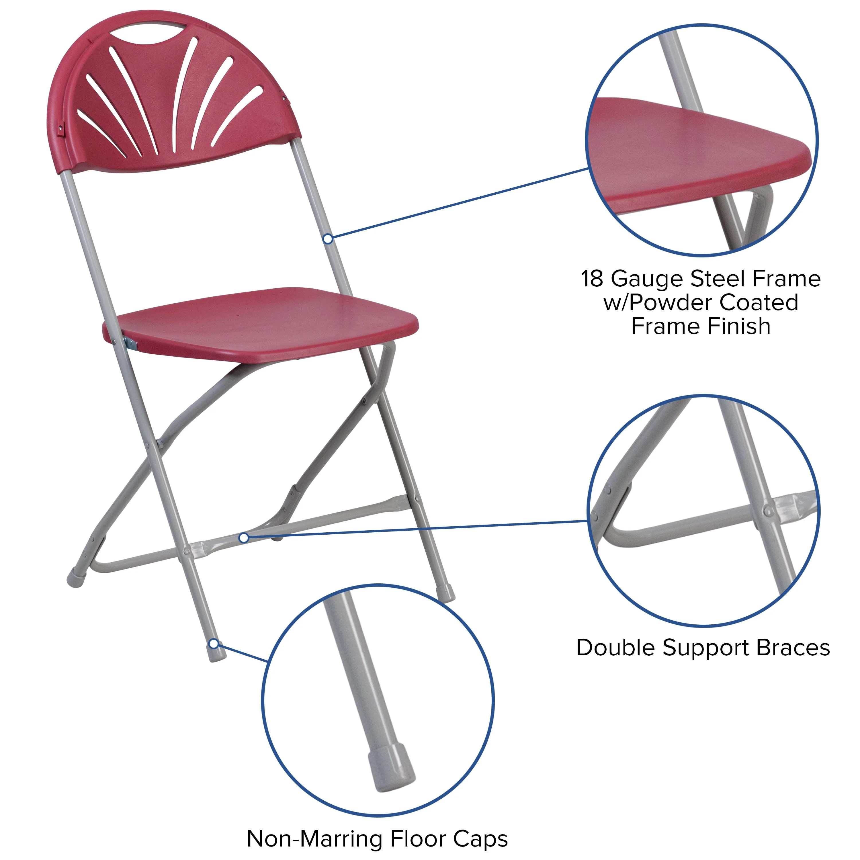 HERCULES Series 650 lb. Capacity Plastic Fan Back Folding Chair - Image 29