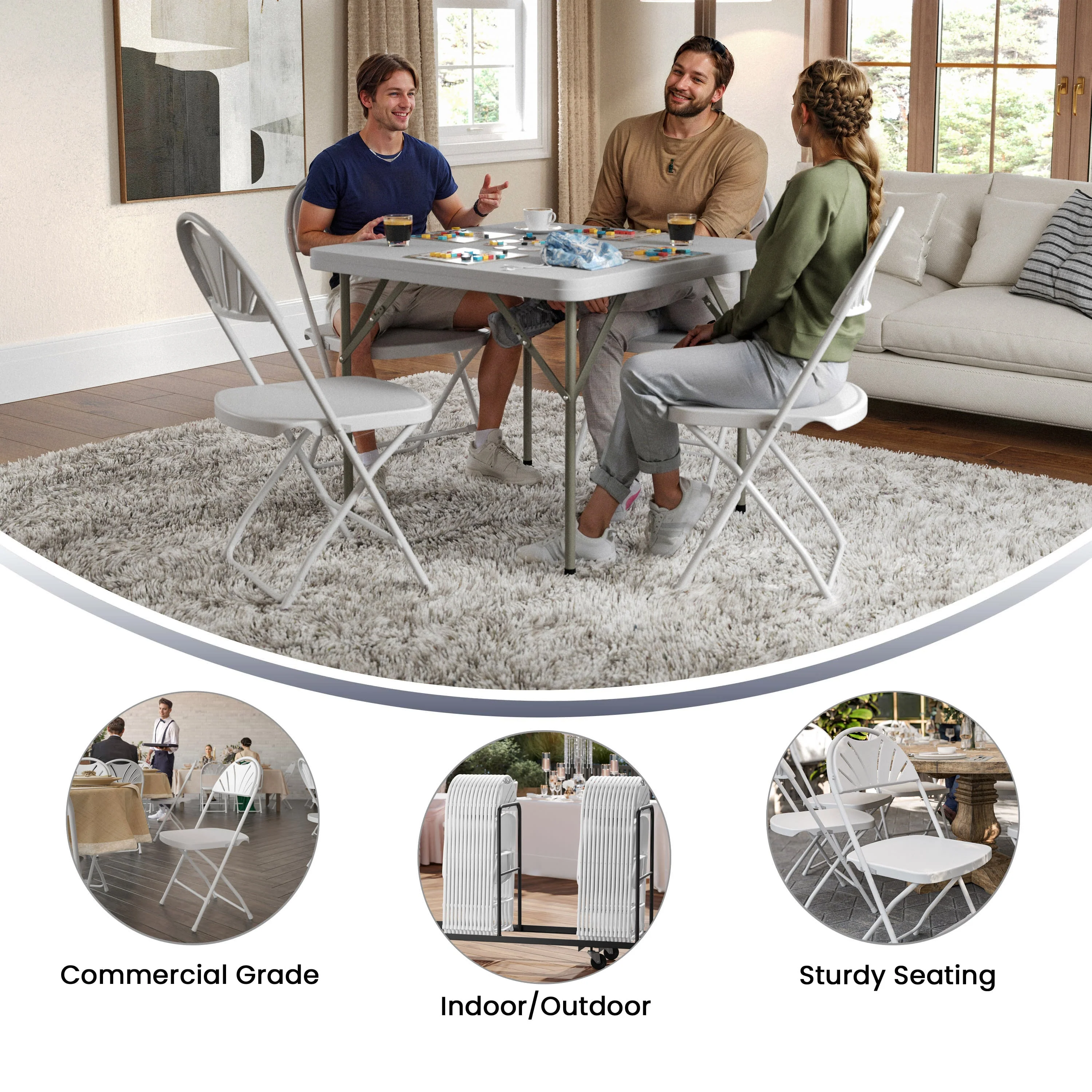 HERCULES Series 650 lb. Capacity Plastic Fan Back Folding Chair - Image 41