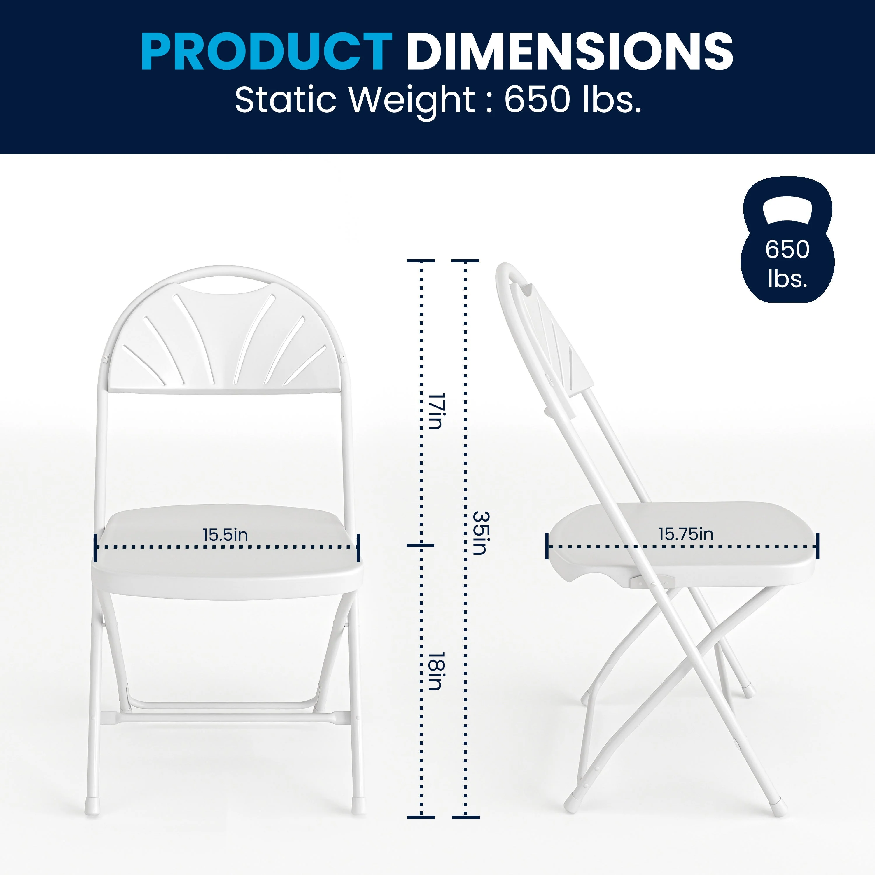 HERCULES Series 650 lb. Capacity Plastic Fan Back Folding Chair - Image 43