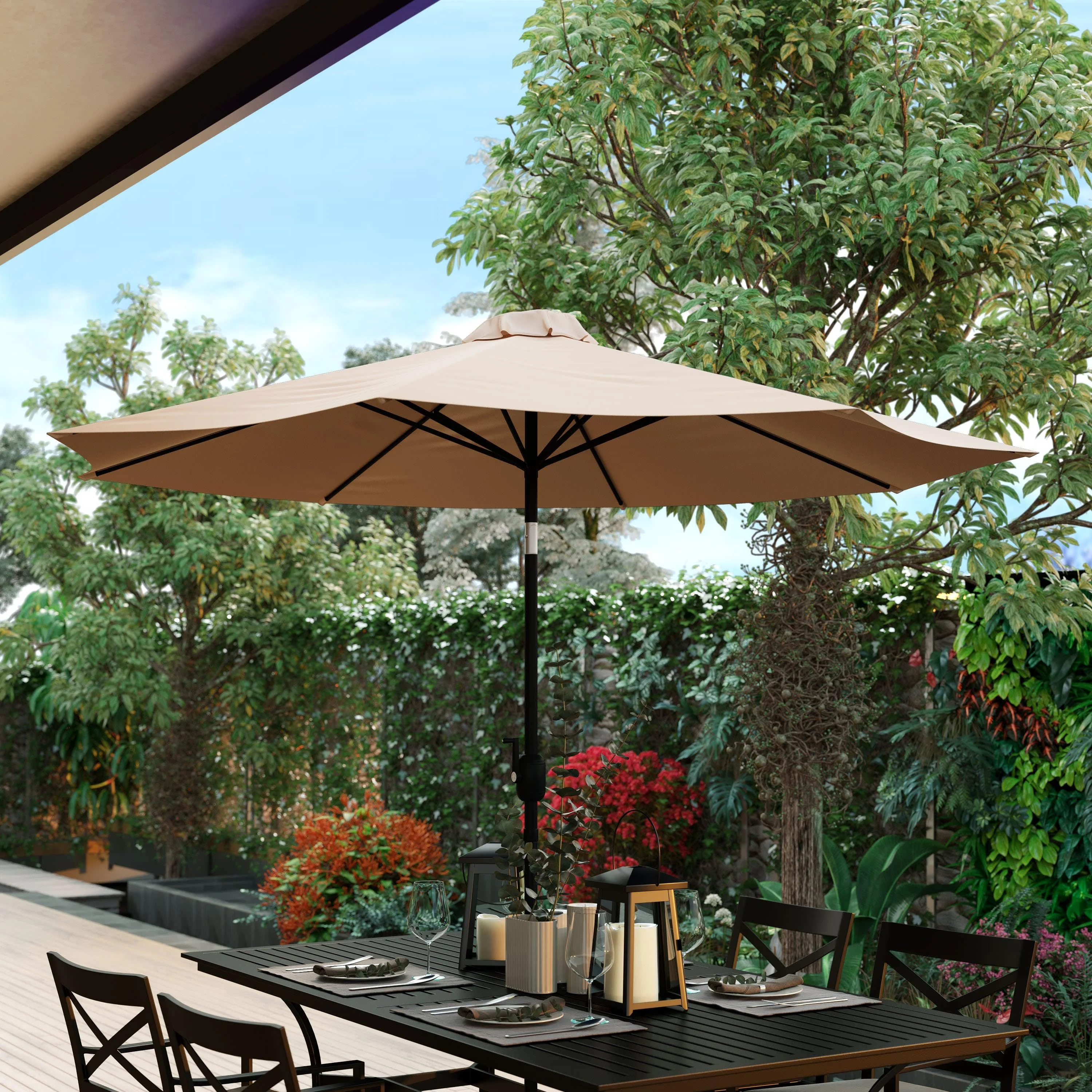 Kona 9 FT Round Umbrella with 1.5" Diameter Aluminum Pole with Crank and Tilt Function - Image 26