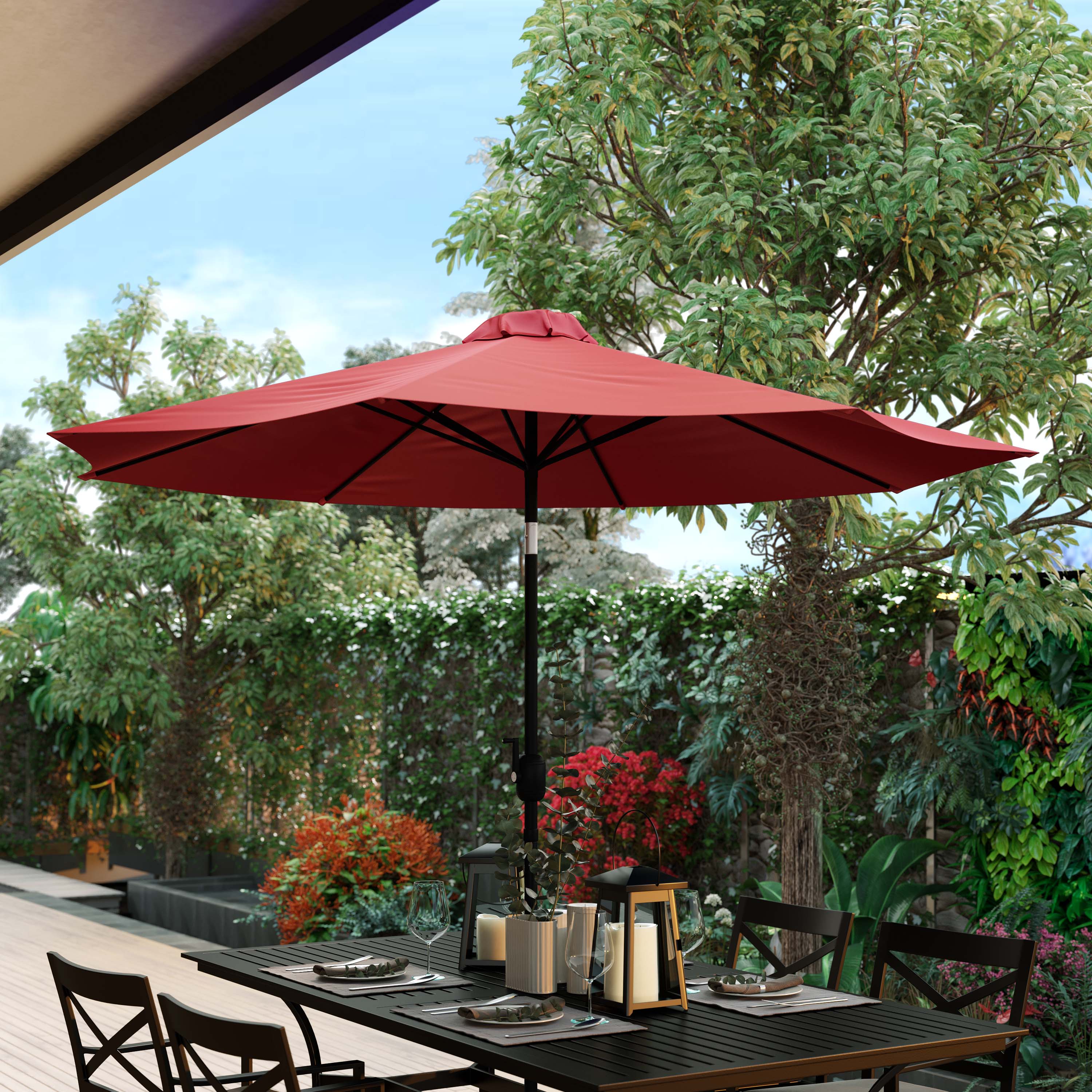 Kona 9 FT Round Umbrella with 1.5" Diameter Aluminum Pole with Crank and Tilt Function - Image 38
