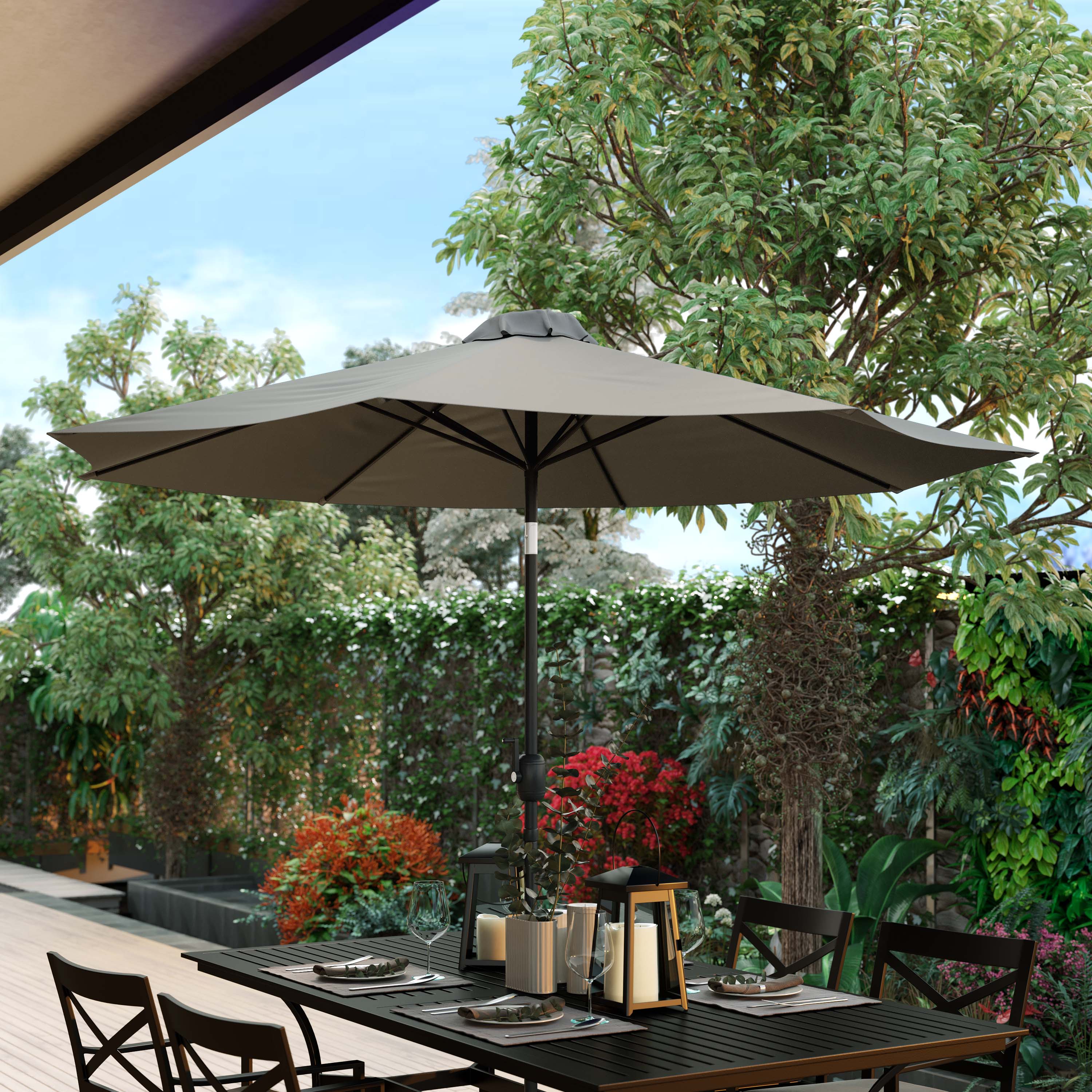 Kona 9 FT Round Umbrella with 1.5" Diameter Aluminum Pole with Crank and Tilt Function - Image 50