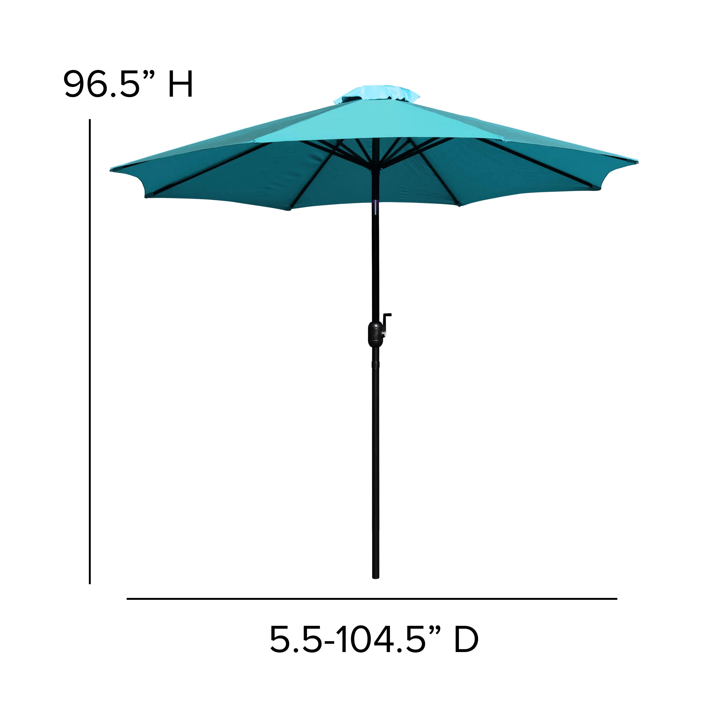 Kona 9 FT Round Umbrella with 1.5" Diameter Aluminum Pole with Crank and Tilt Function - Image 6