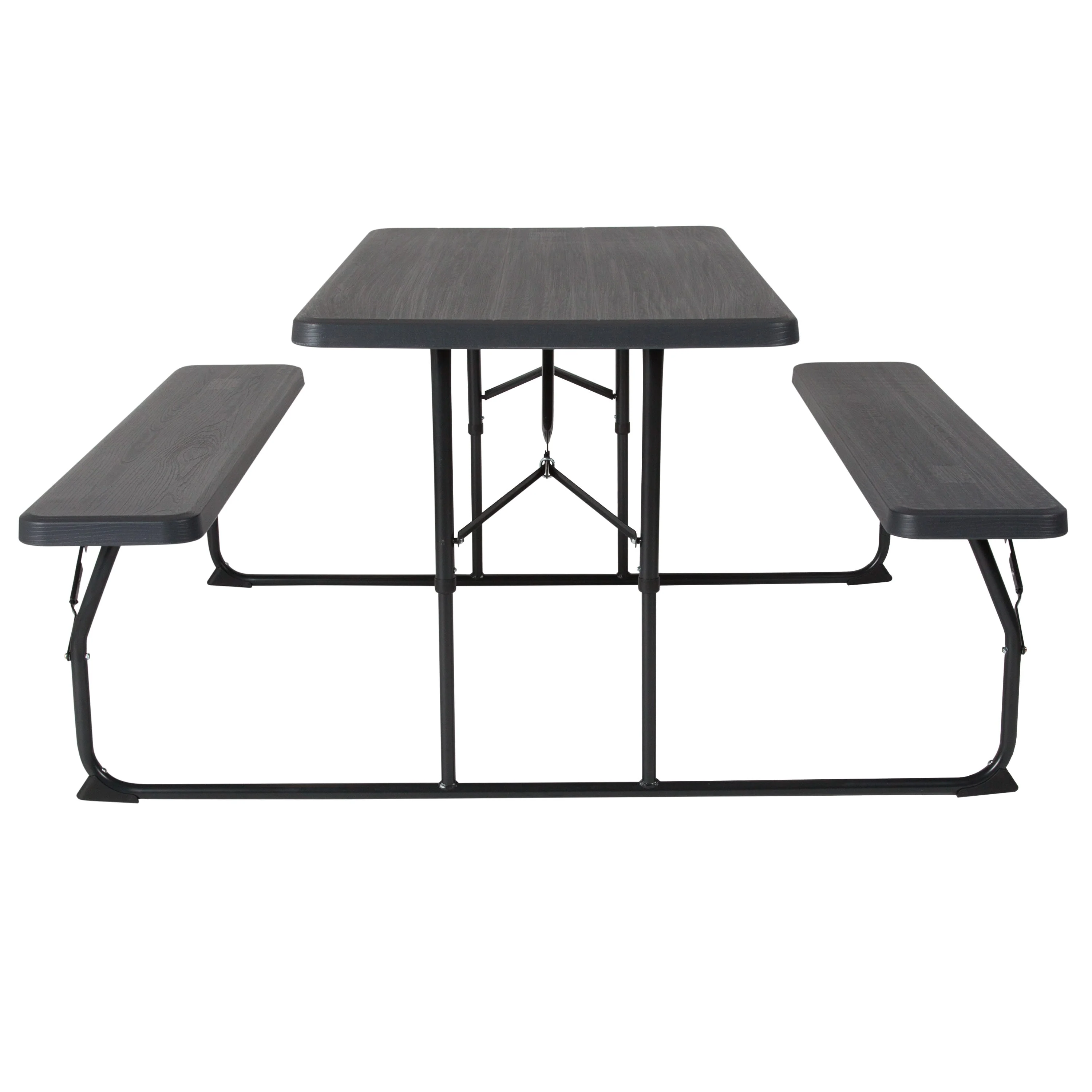 Insta-Fold Wood Grain Folding Picnic Table and Benches - 4.5 Foot Folding Table - Image 16