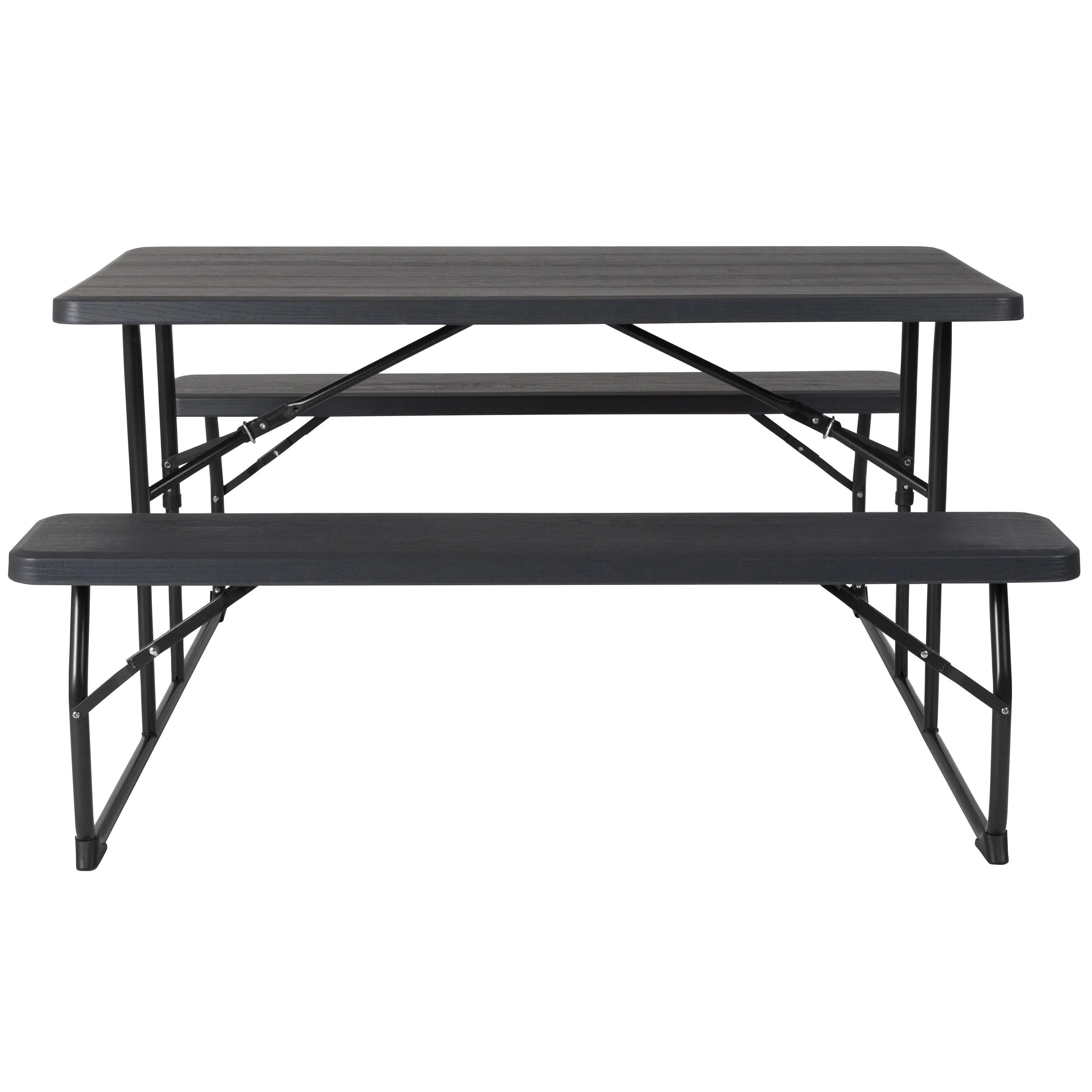 Insta-Fold Wood Grain Folding Picnic Table and Benches - 4.5 Foot Folding Table - Image 17