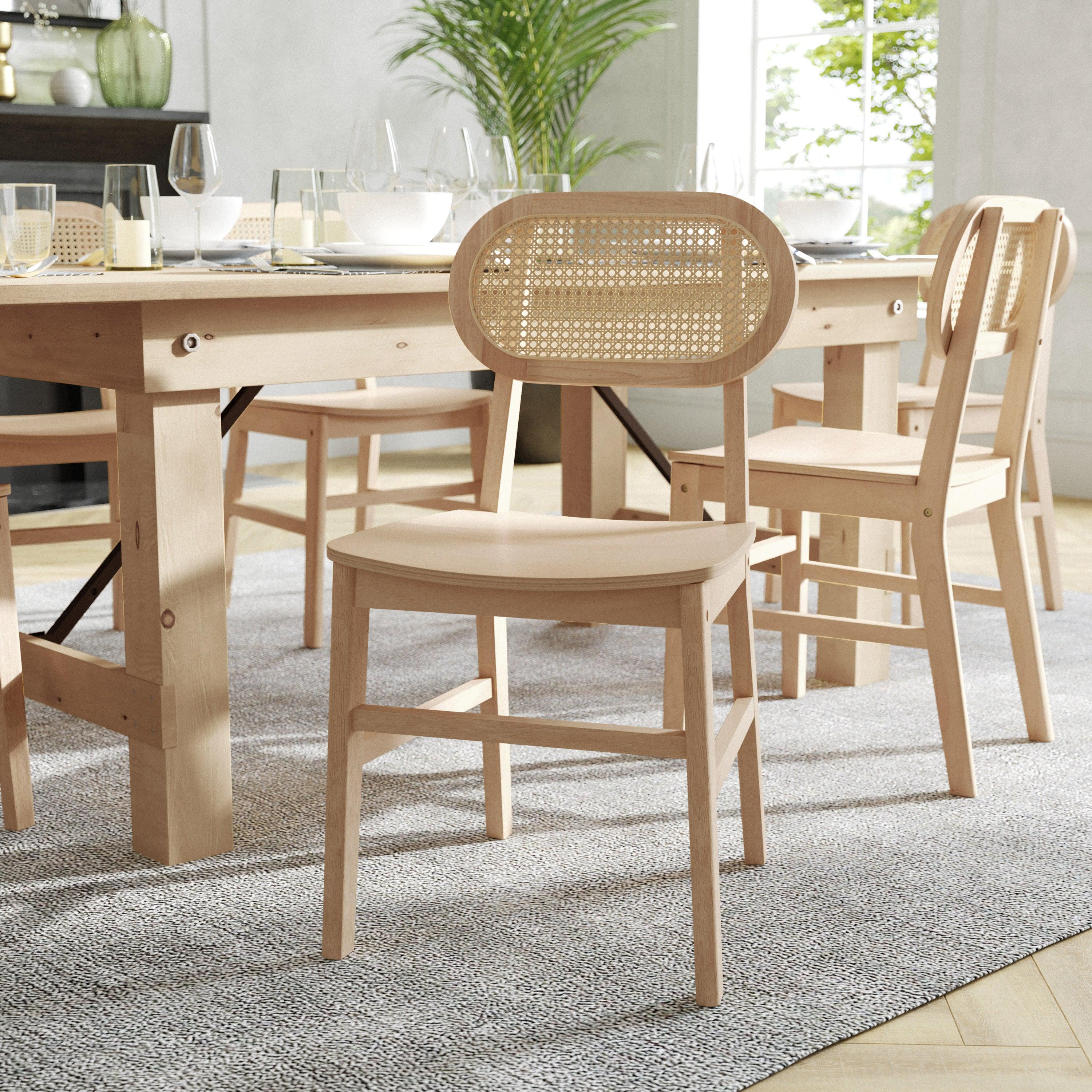 Jacob Set of 2 Commercial Cane Rattan Dining and Event Chairs with Solid Wood Frame and Seat - Image 15