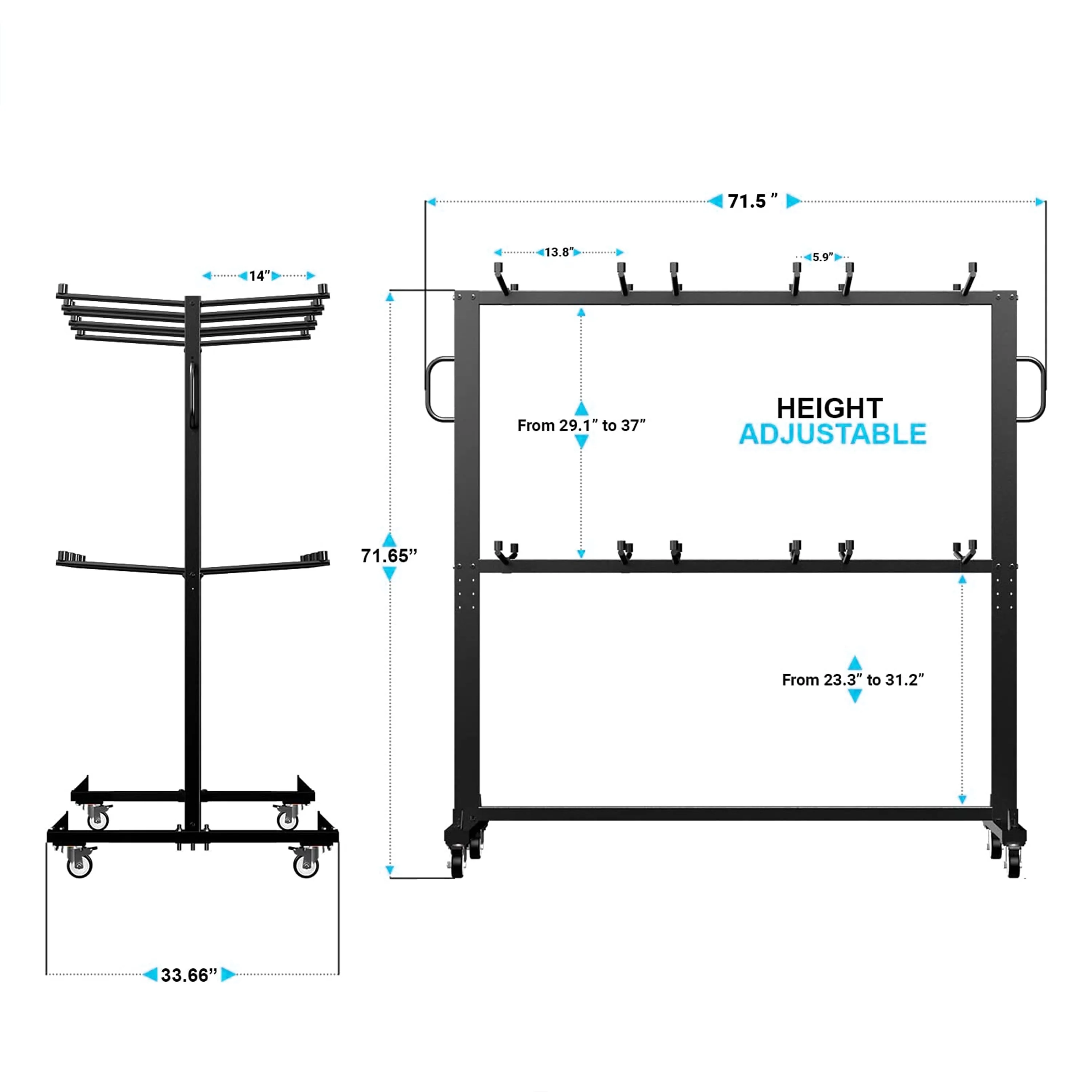 Hawkins Heavy Duty Folding Table and Chairs Mobile Cart-Locking Wheels, Outdoor Cover, 84 Folding Chairs or 42 Chairs and 12 Tables Capacity - Image 6