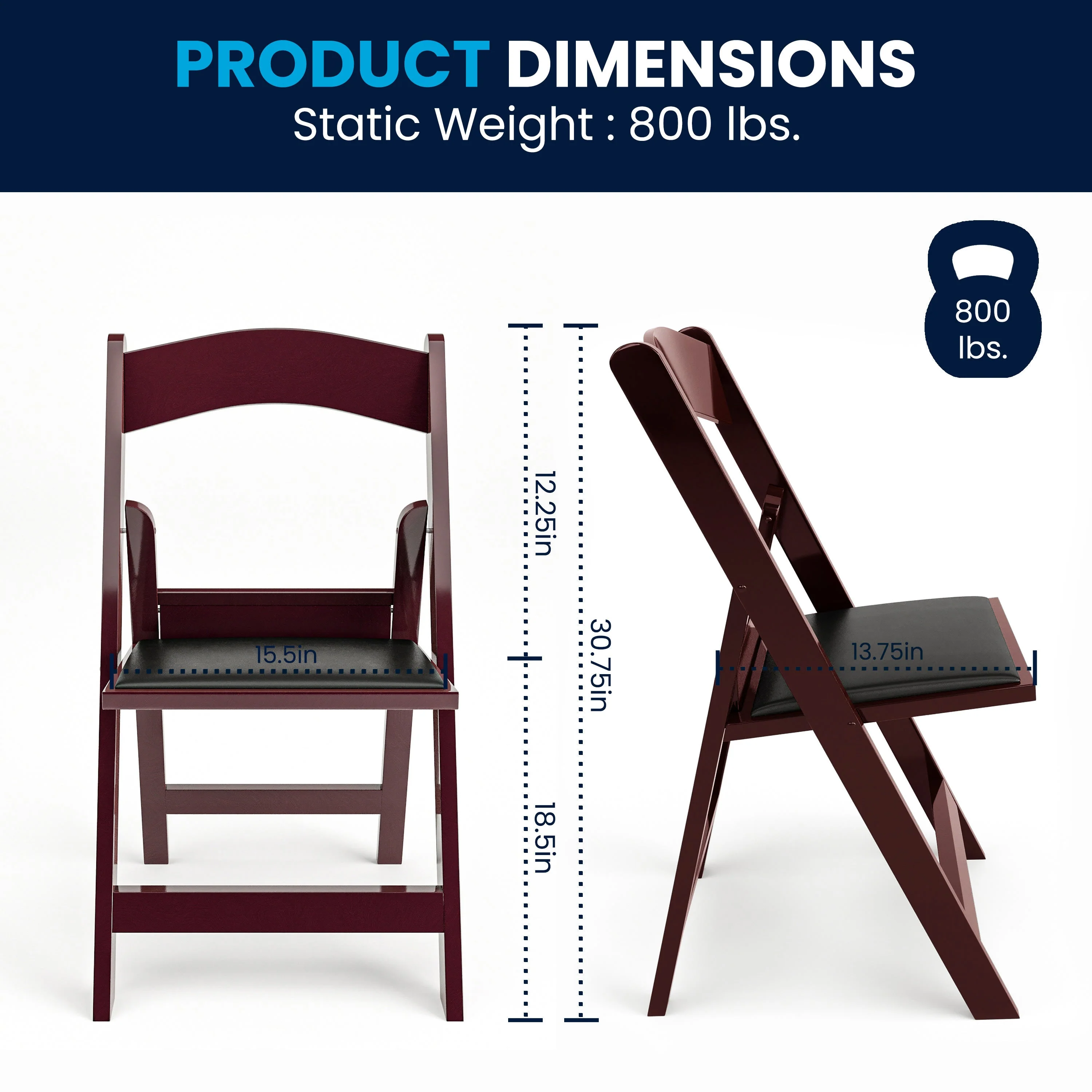 Hercules Folding Chair - Stackable Resin – 800LB Weight Capacity Event Chair - Image 18