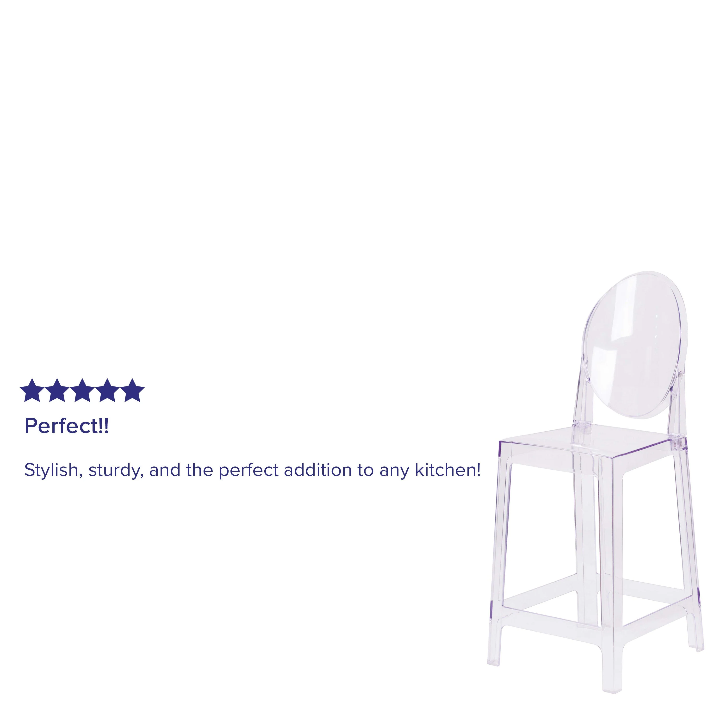 Ghost Counter Stool in Transparent Crystal with Oval Back - Image 4