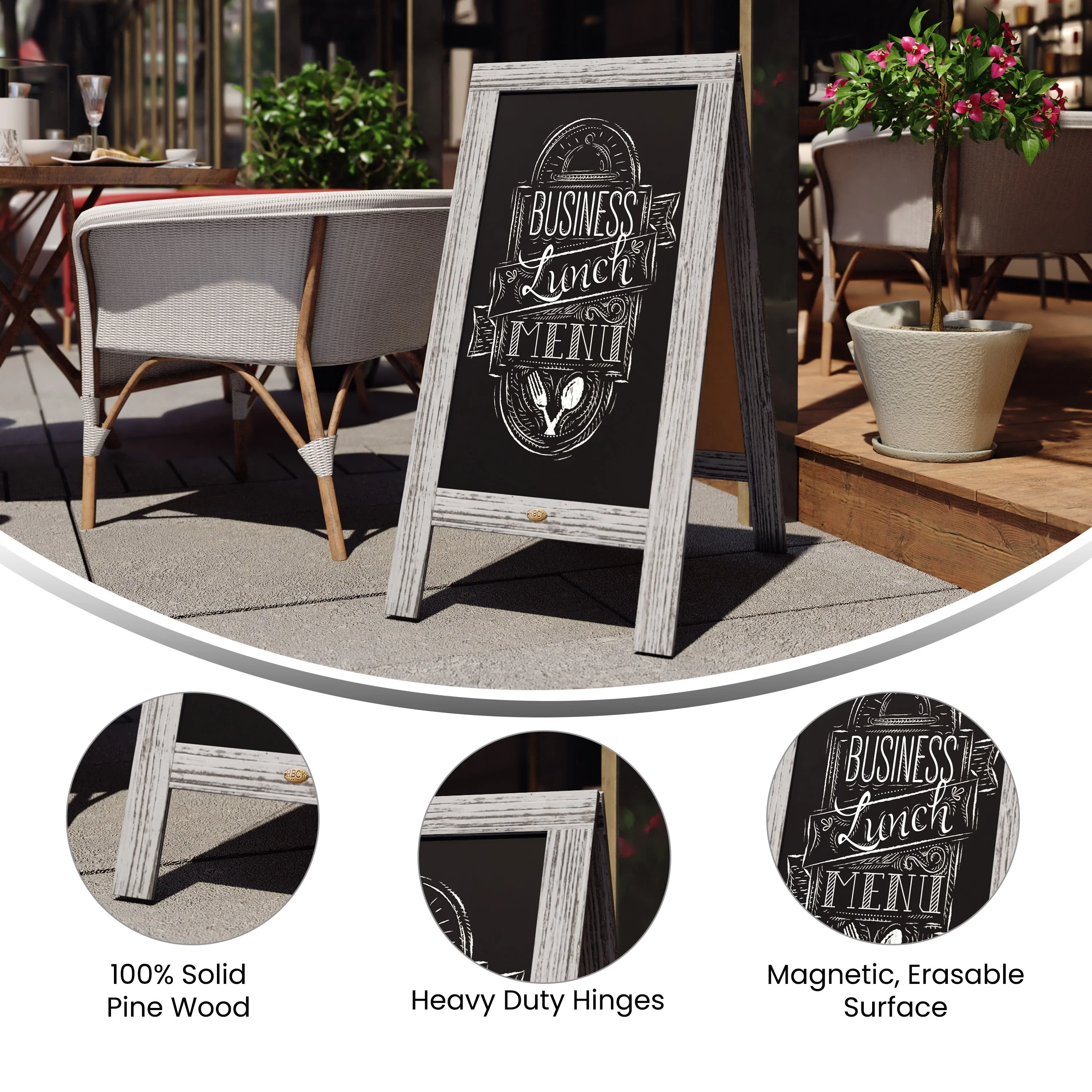 Canterbury Vintage Wooden A-Frame Magnetic Indoor/Outdoor Chalkboard Sign, Freestanding Double Sided Extra Large Message Board - Image 131