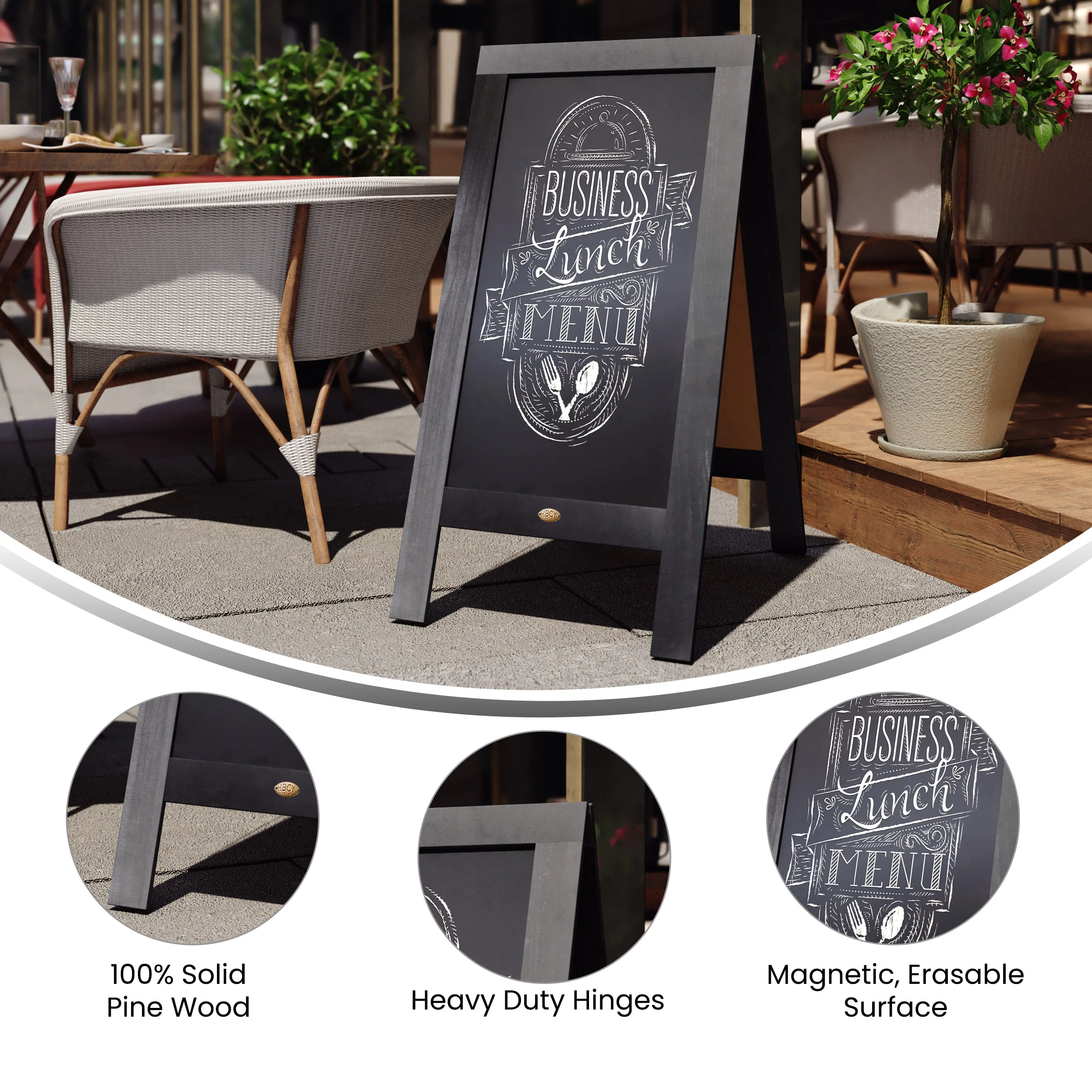 Canterbury Vintage Wooden A-Frame Magnetic Indoor/Outdoor Chalkboard Sign, Freestanding Double Sided Extra Large Message Board - Image 143