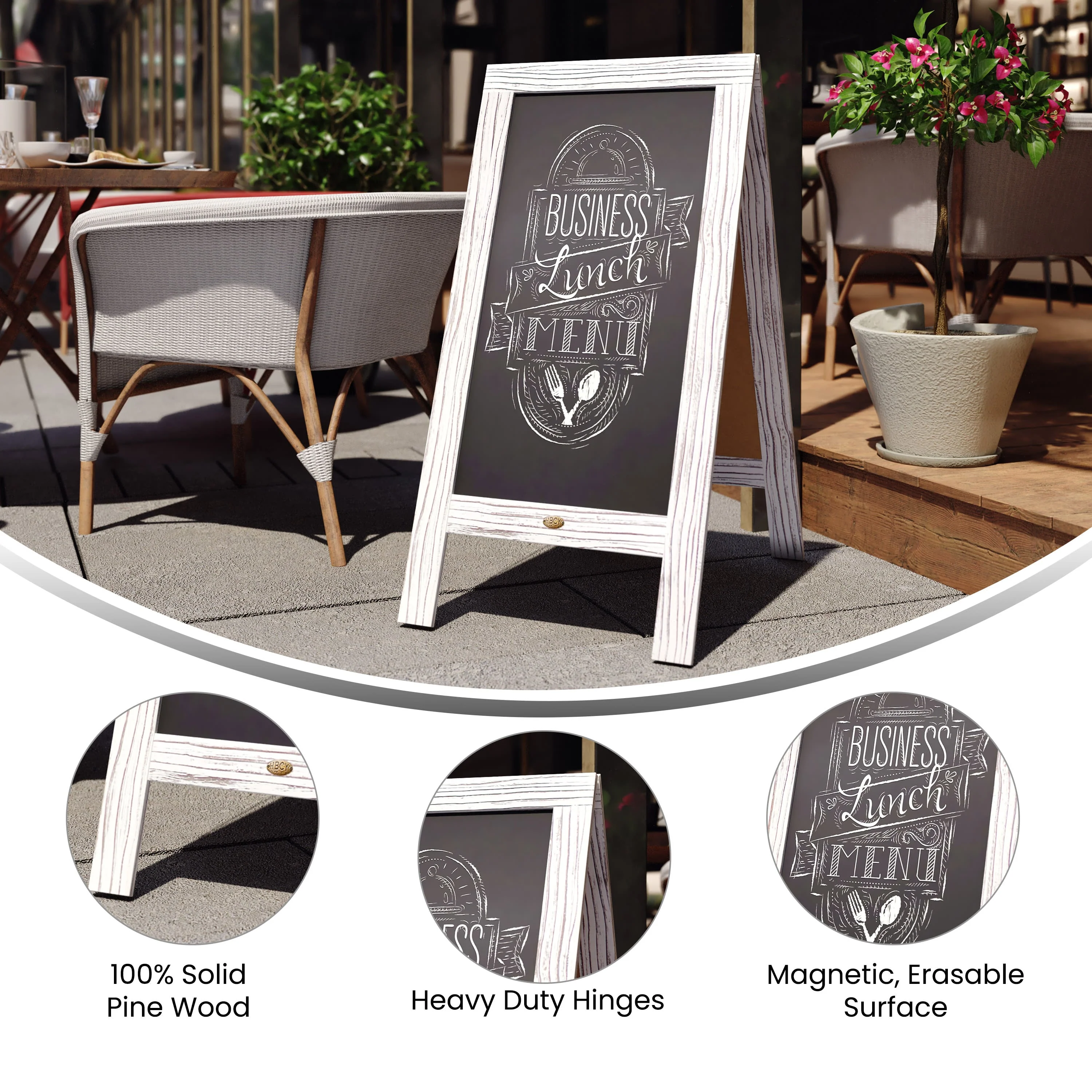 Canterbury Vintage Wooden A-Frame Magnetic Indoor/Outdoor Chalkboard Sign, Freestanding Double Sided Extra Large Message Board - Image 72