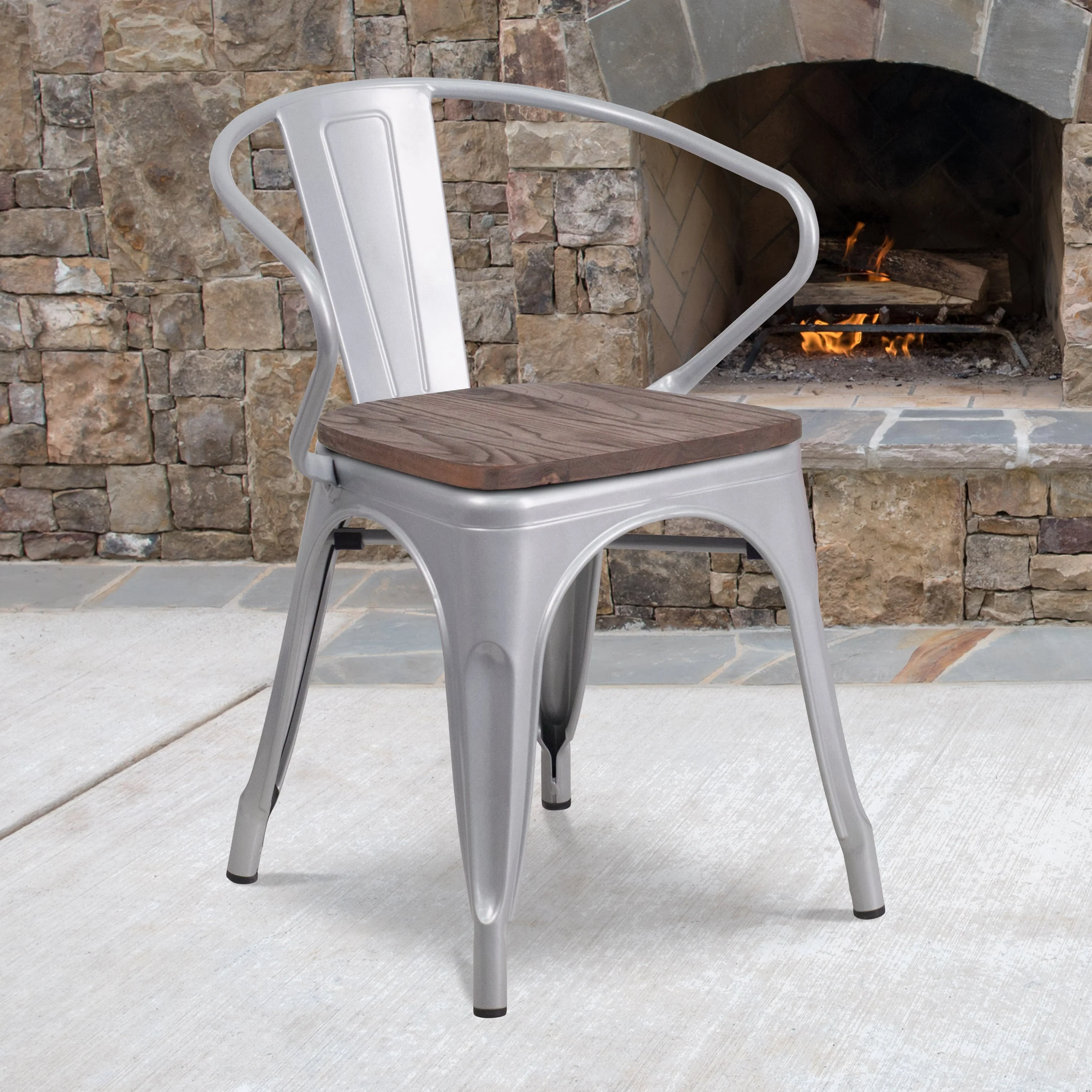 Metal Chair with Wood Seat and Arms - Image 51