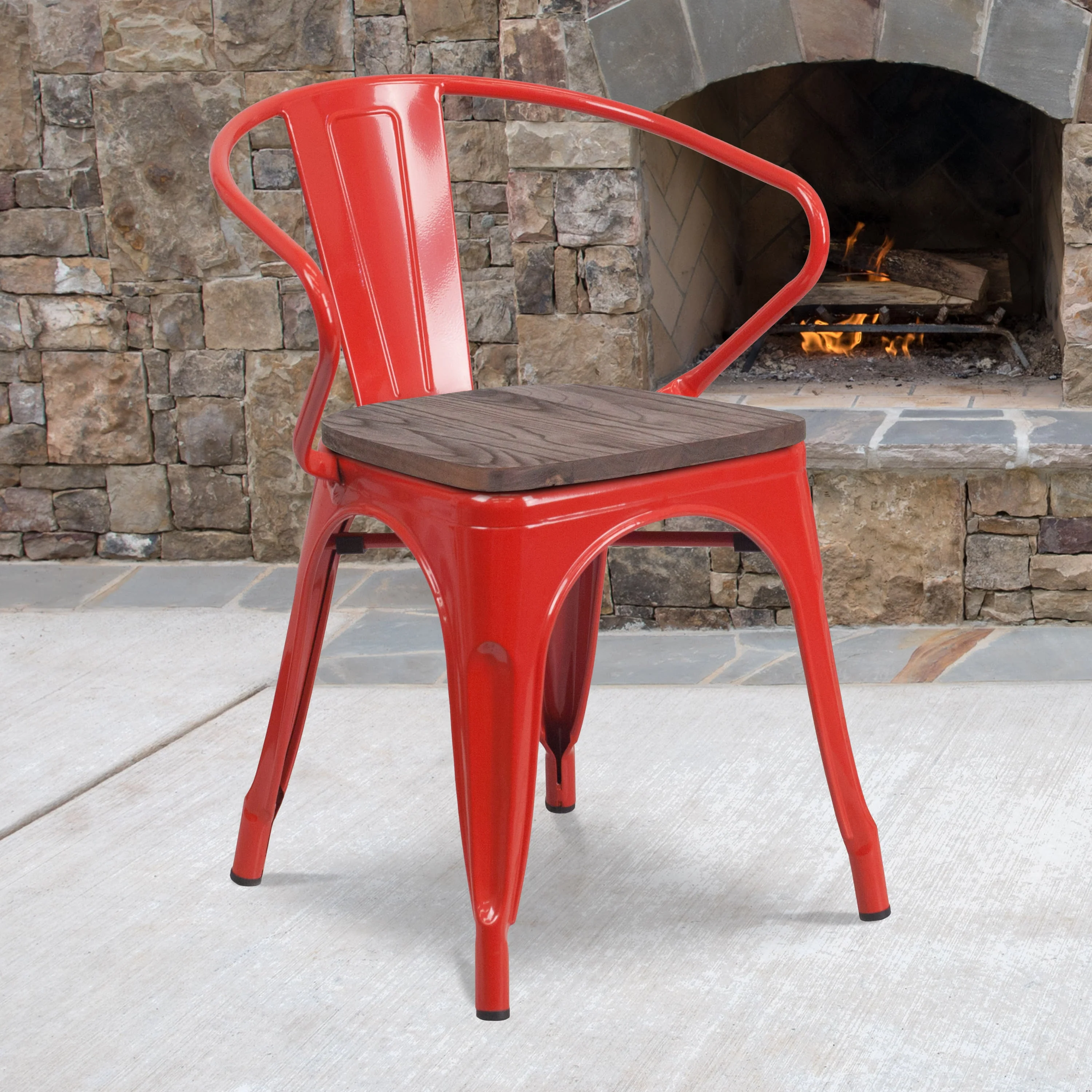 Metal Chair with Wood Seat and Arms - Image 57