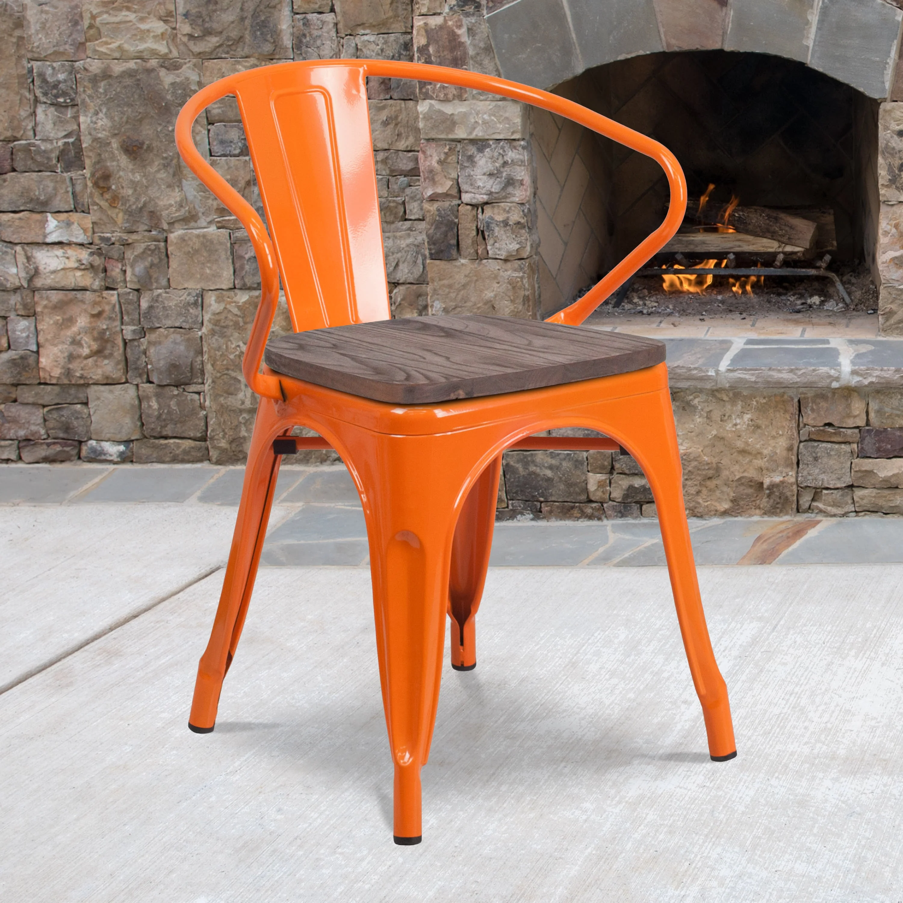 Metal Chair with Wood Seat and Arms - Image 69