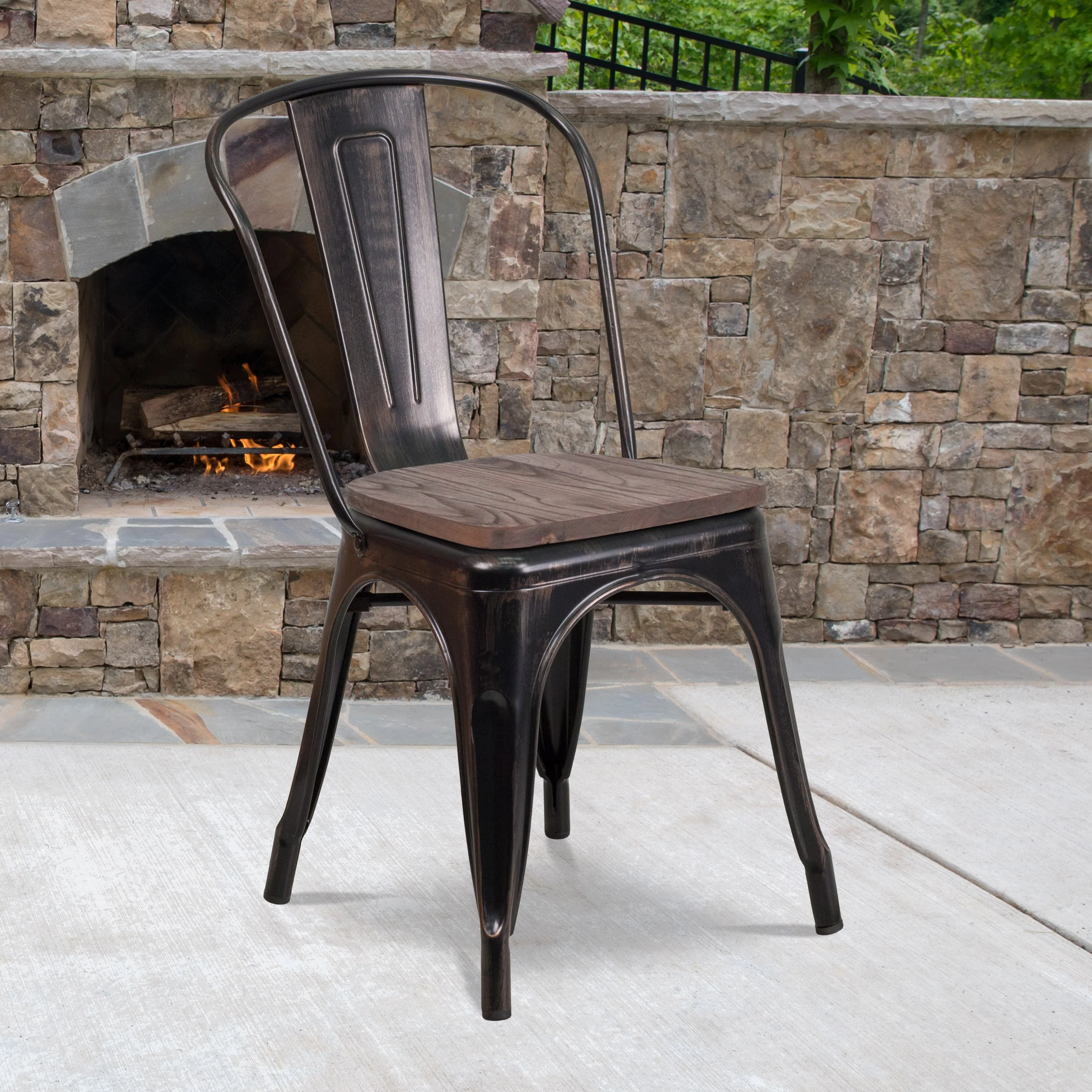Metal Stackable Chair with Wood Seat - Image 36