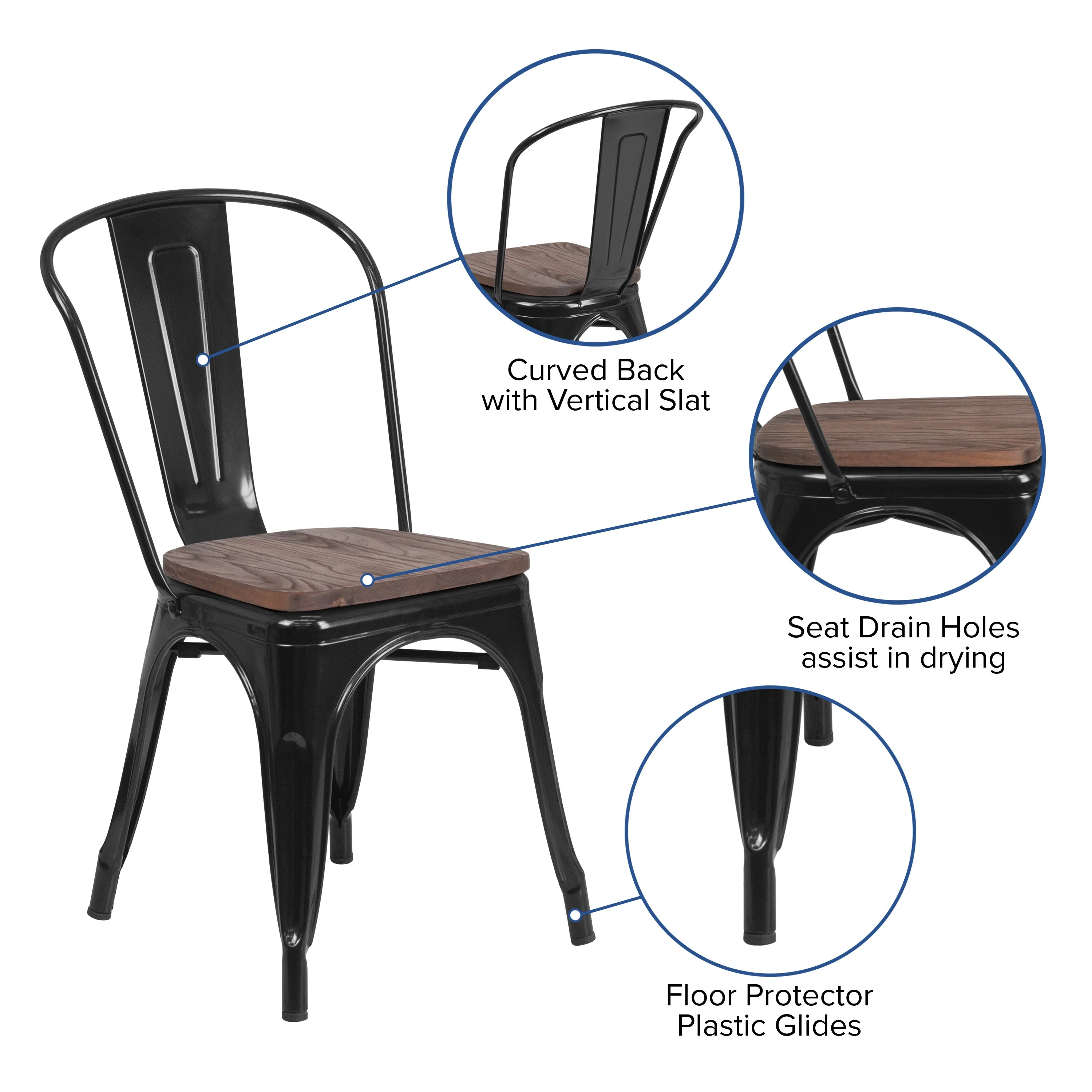 Metal Stackable Chair with Wood Seat - Image 4