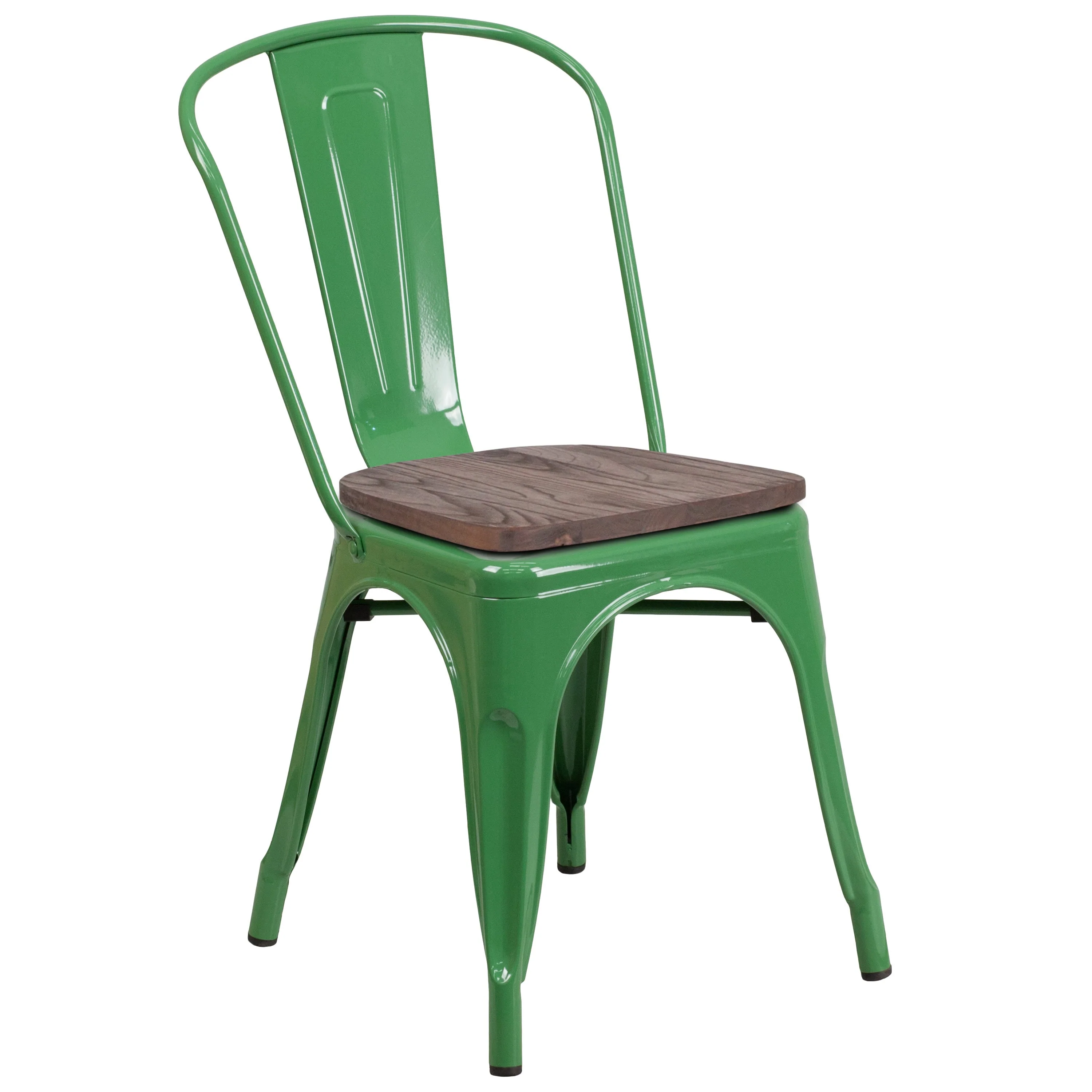 Metal Stackable Chair with Wood Seat - Image 56