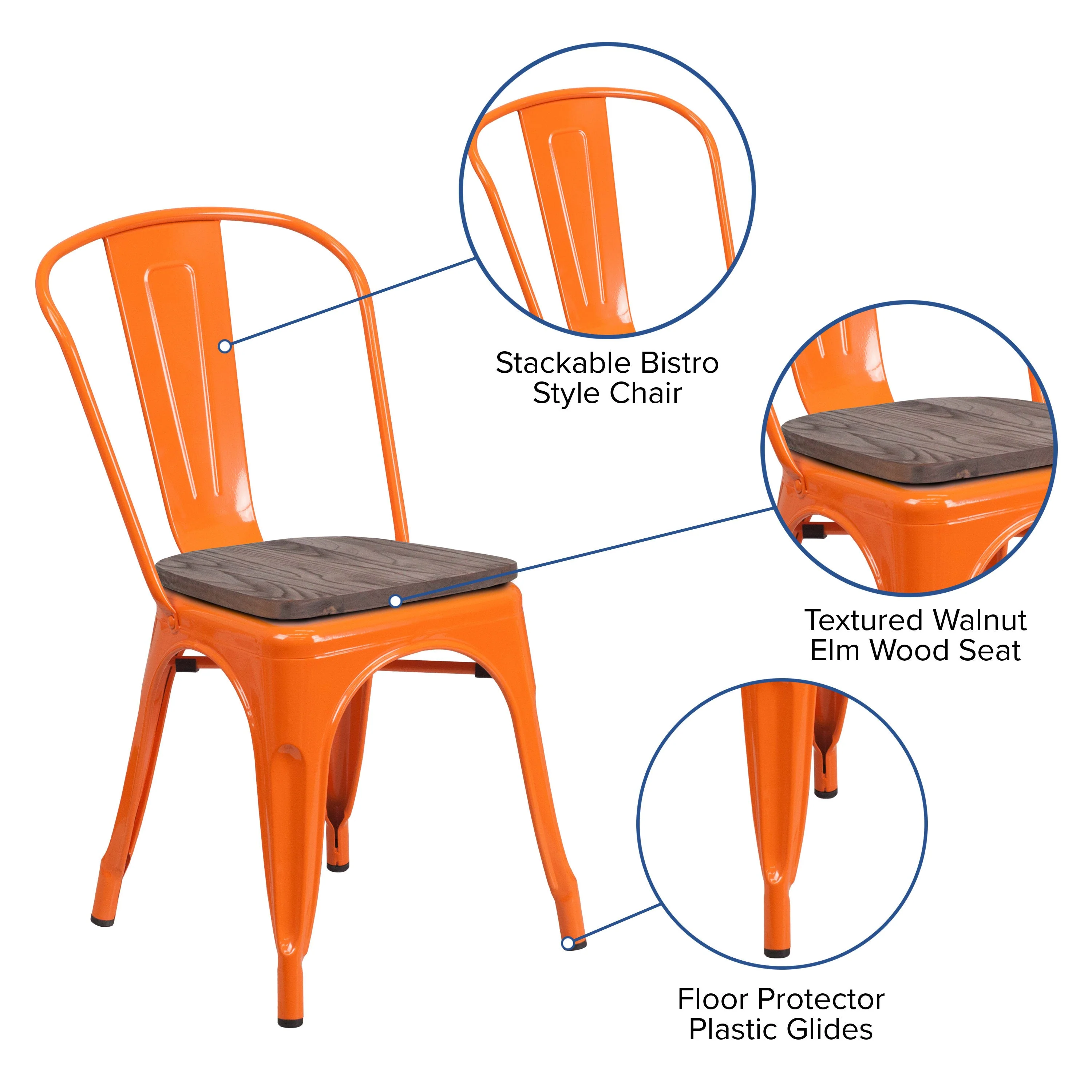 Metal Stackable Chair with Wood Seat - Image 83