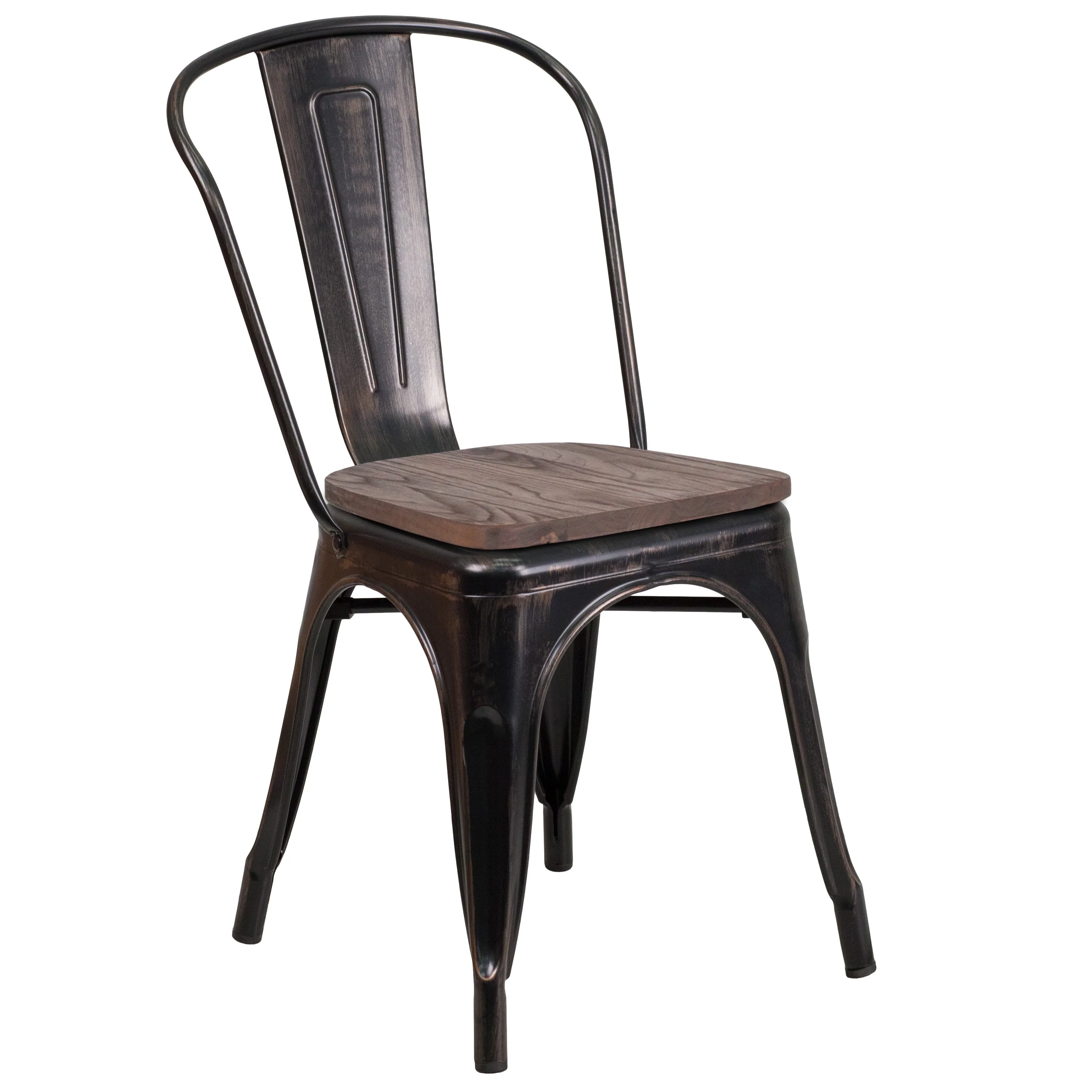 Metal Stackable Chair with Wood Seat - Image 92