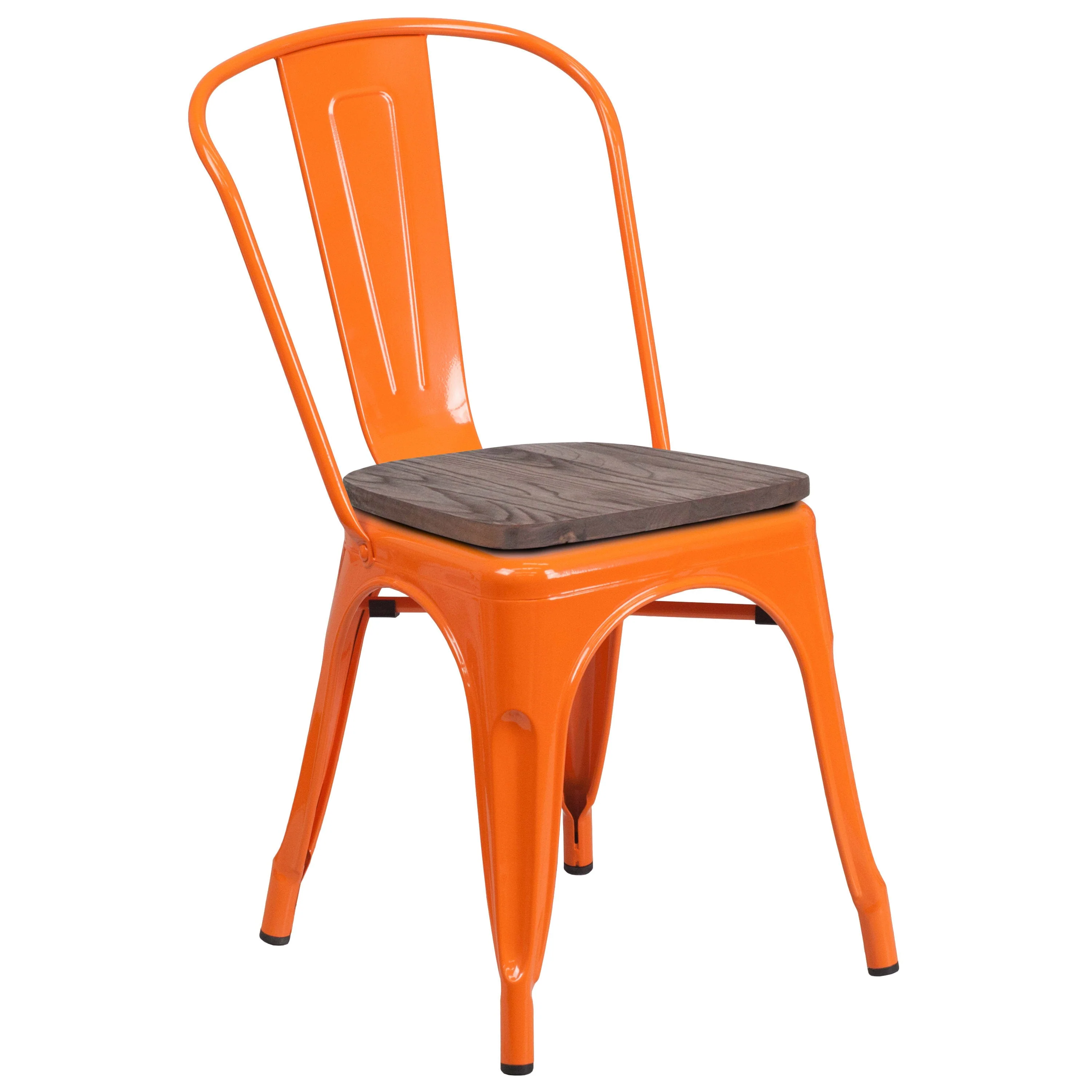 Metal Stackable Chair with Wood Seat - Image 95