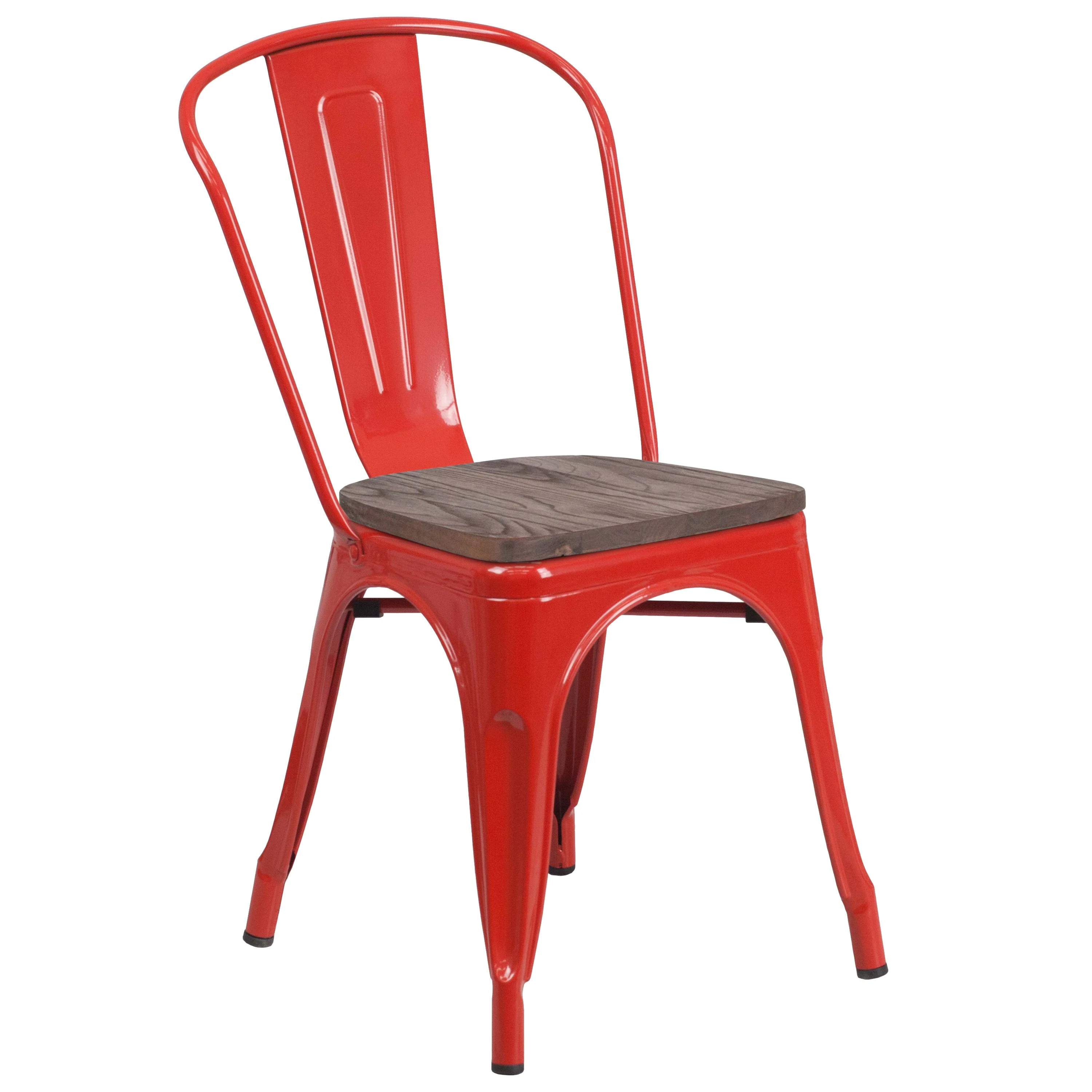 Metal Stackable Chair with Wood Seat - Image 97