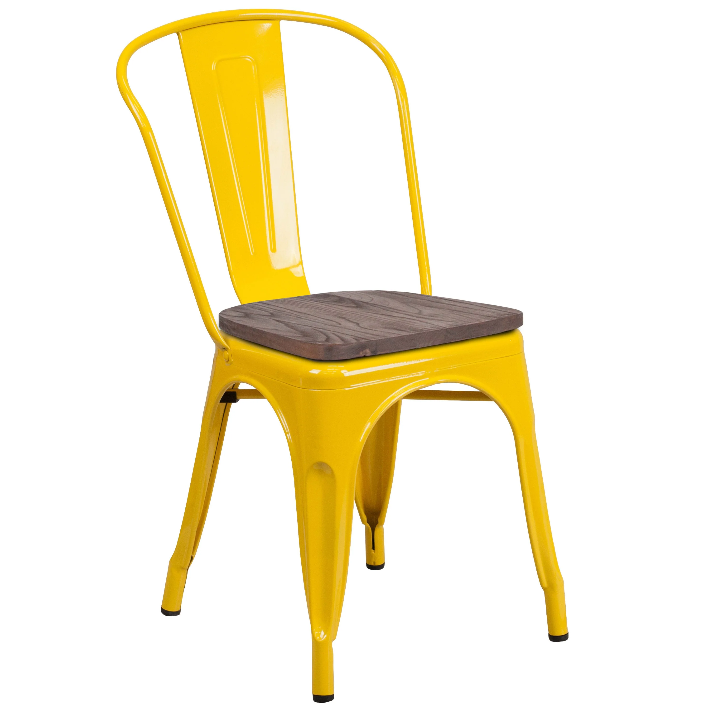 Metal Stackable Chair with Wood Seat - Image 99