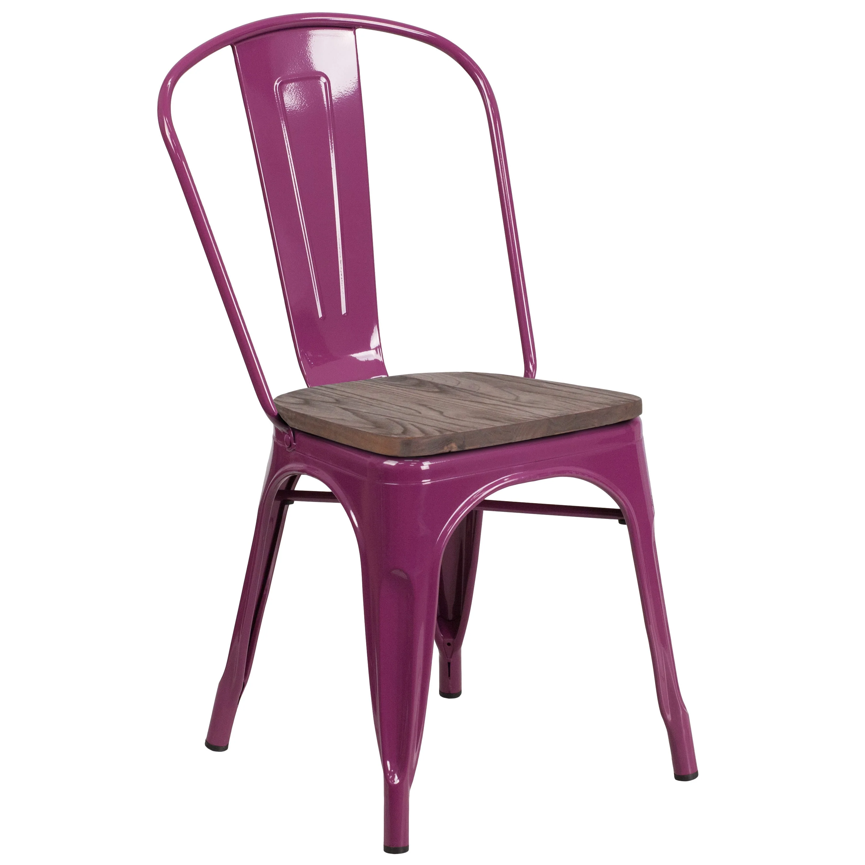 Metal Stackable Chair with Wood Seat - Image 15