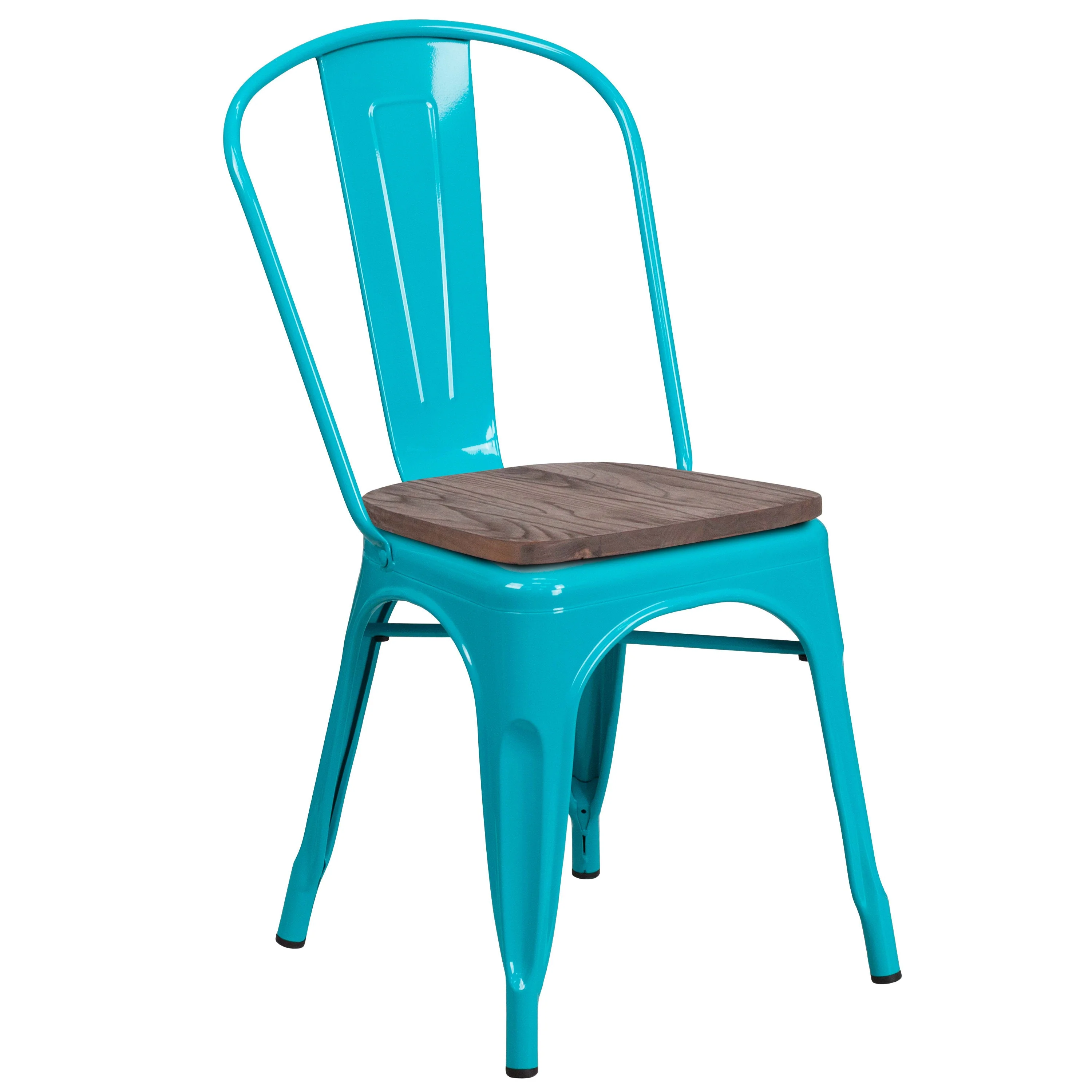 Metal Stackable Chair with Wood Seat - Image 22