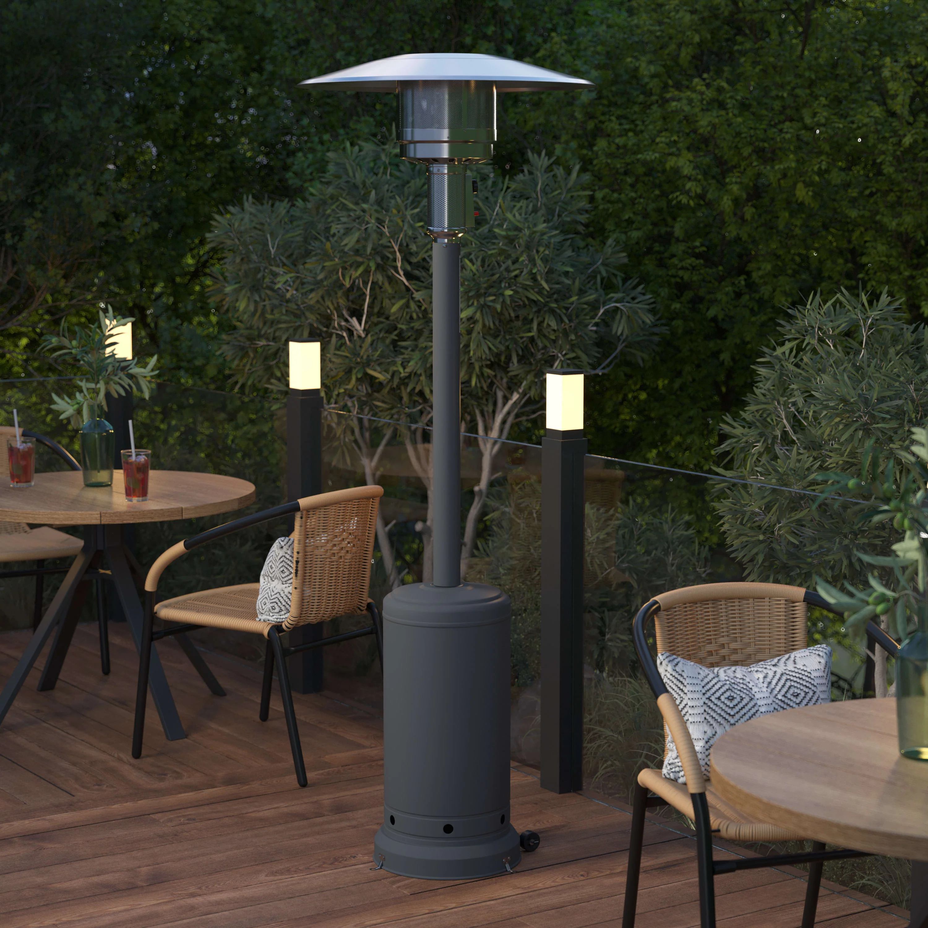 Sol Patio Outdoor Heating-Stainless Steel 40,000 BTU Propane Heater with Wheels for Commercial & Residential Use-7.5 Feet Tall - Image 16
