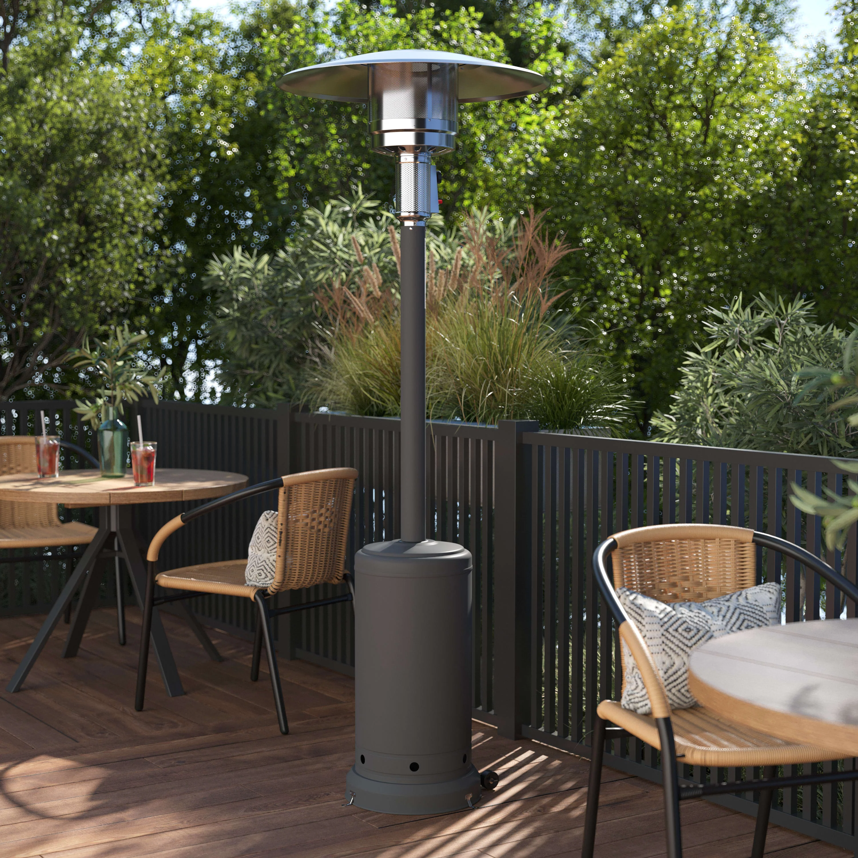 Sol Patio Outdoor Heating-Stainless Steel 40,000 BTU Propane Heater with Wheels for Commercial & Residential Use-7.5 Feet Tall - Image 20