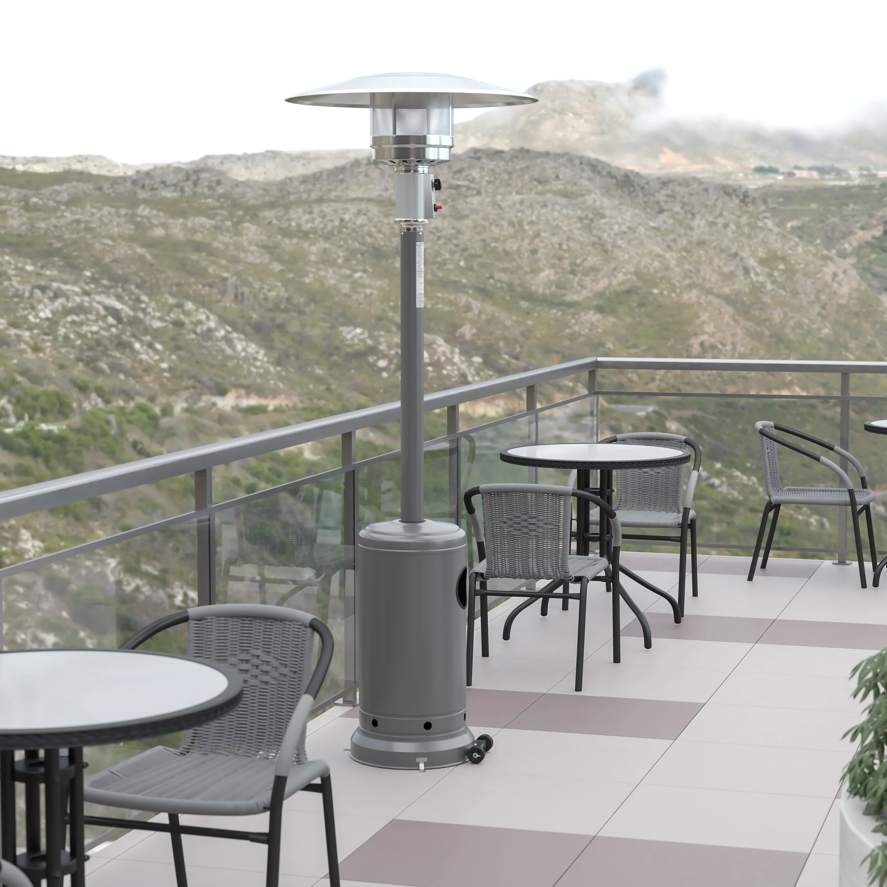 Sol Patio Outdoor Heating-Stainless Steel 40,000 BTU Propane Heater with Wheels for Commercial & Residential Use-7.5 Feet Tall - Image 40