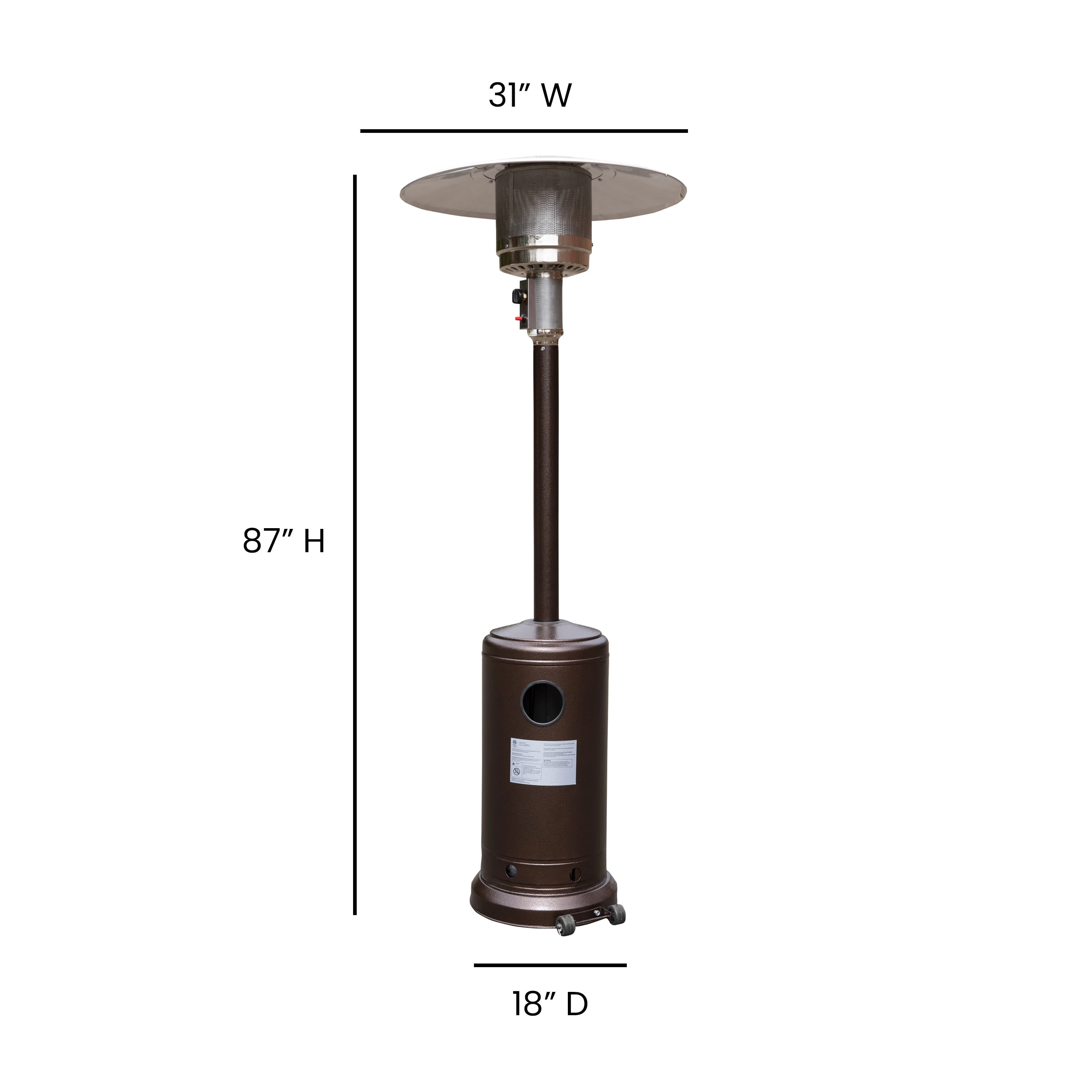 Sol Patio Outdoor Heating-Stainless Steel 40,000 BTU Propane Heater with Wheels for Commercial & Residential Use-7.5 Feet Tall - Image 5