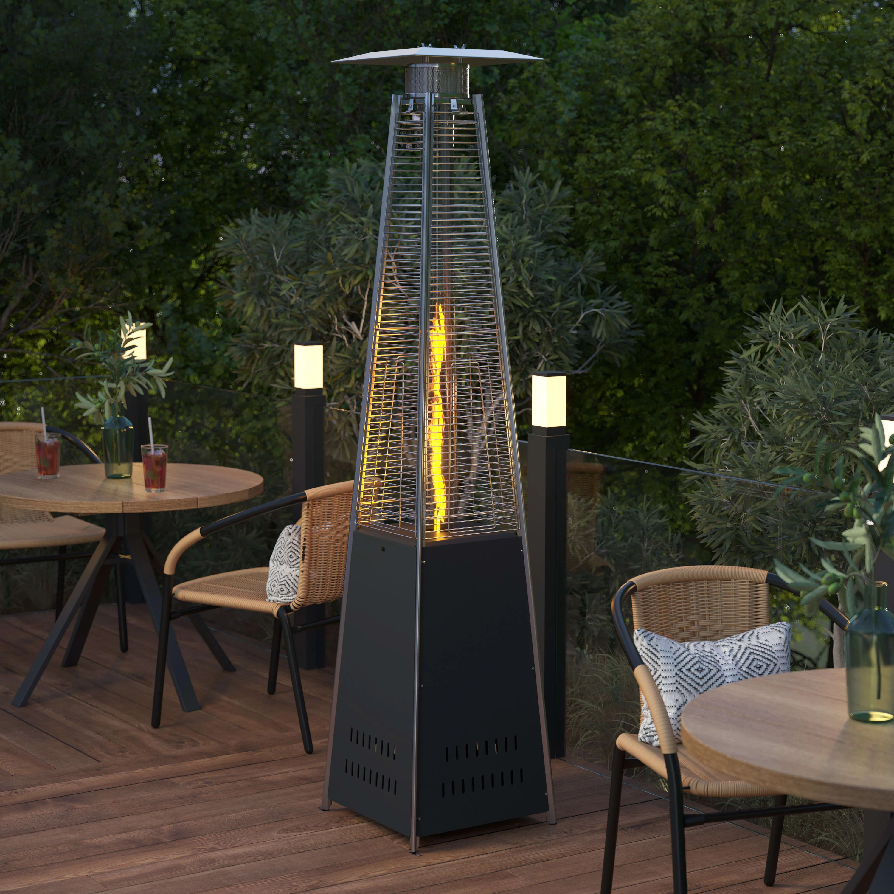 Sol Patio Outdoor Heating-Stainless Steel Pyramid 42,000 BTU Propane Heater with Wheels for Commercial & Residential Use - Image 15