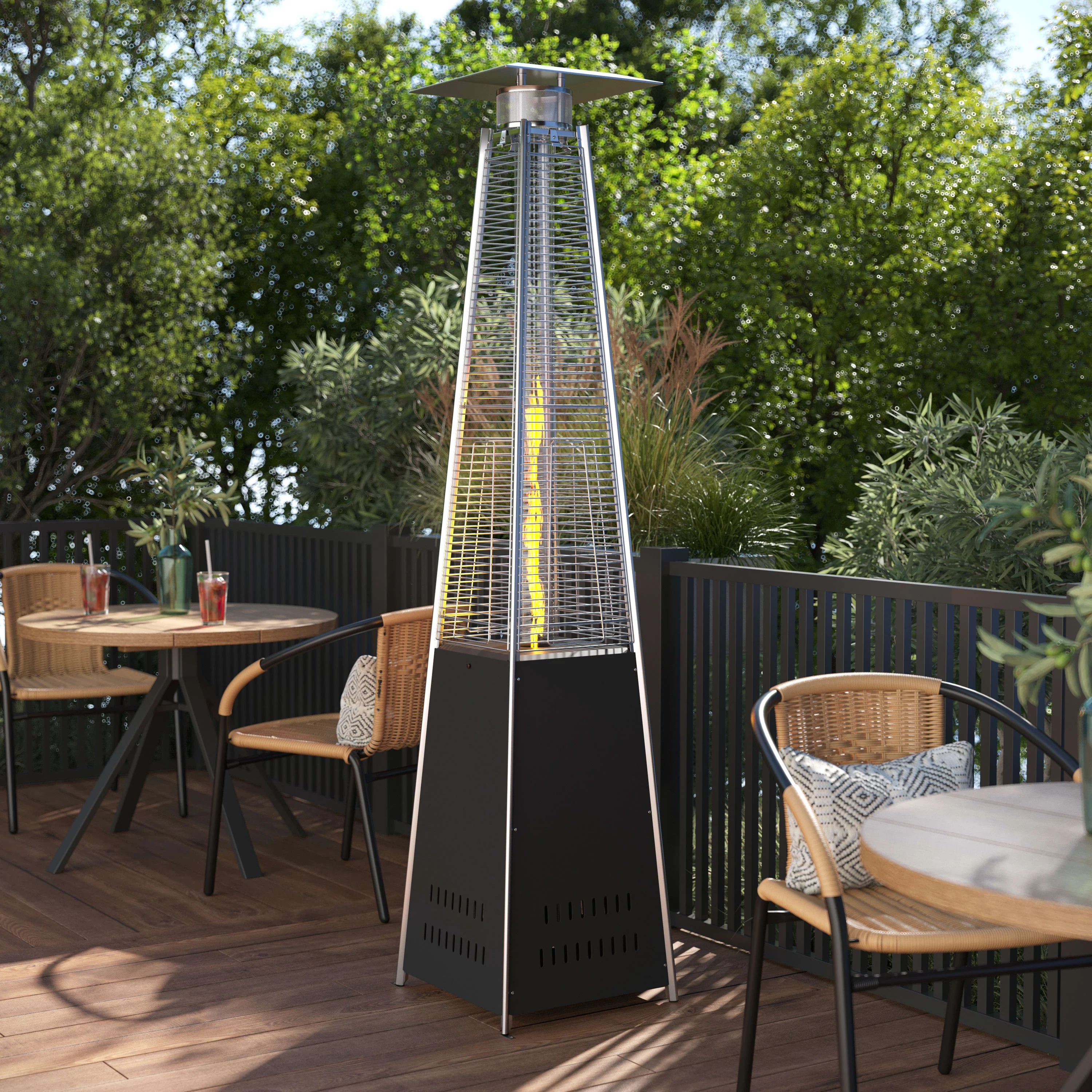 Sol Patio Outdoor Heating-Stainless Steel Pyramid 42,000 BTU Propane Heater with Wheels for Commercial & Residential Use - Image 19
