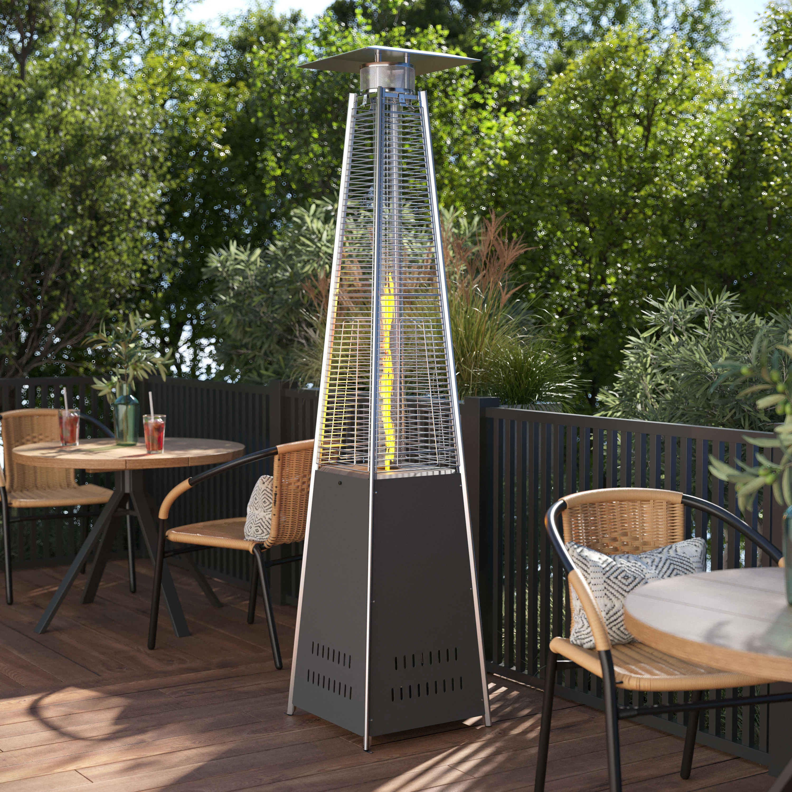 Sol Patio Outdoor Heating-Stainless Steel Pyramid 42,000 BTU Propane Heater with Wheels for Commercial & Residential Use - Image 26