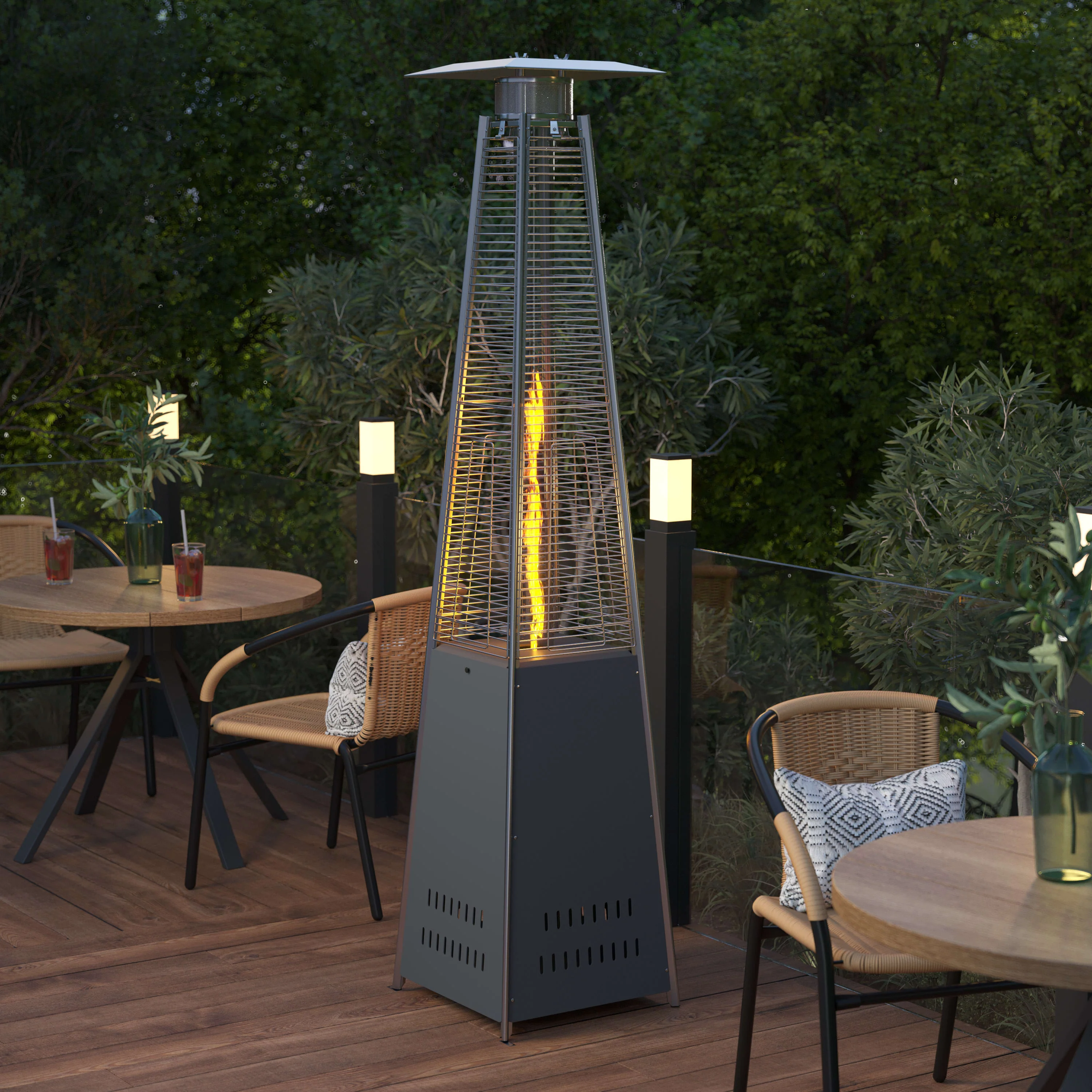 Sol Patio Outdoor Heating-Stainless Steel Pyramid 42,000 BTU Propane Heater with Wheels for Commercial & Residential Use - Image 30