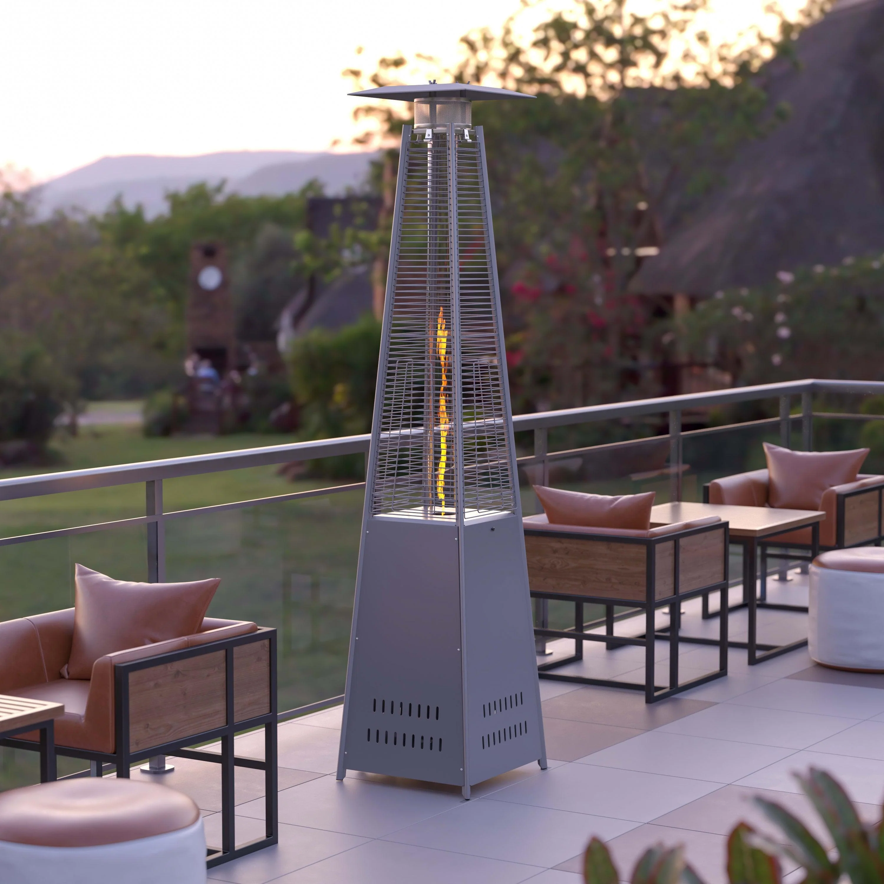 Sol Patio Outdoor Heating-Stainless Steel Pyramid 42,000 BTU Propane Heater with Wheels for Commercial & Residential Use - Image 37