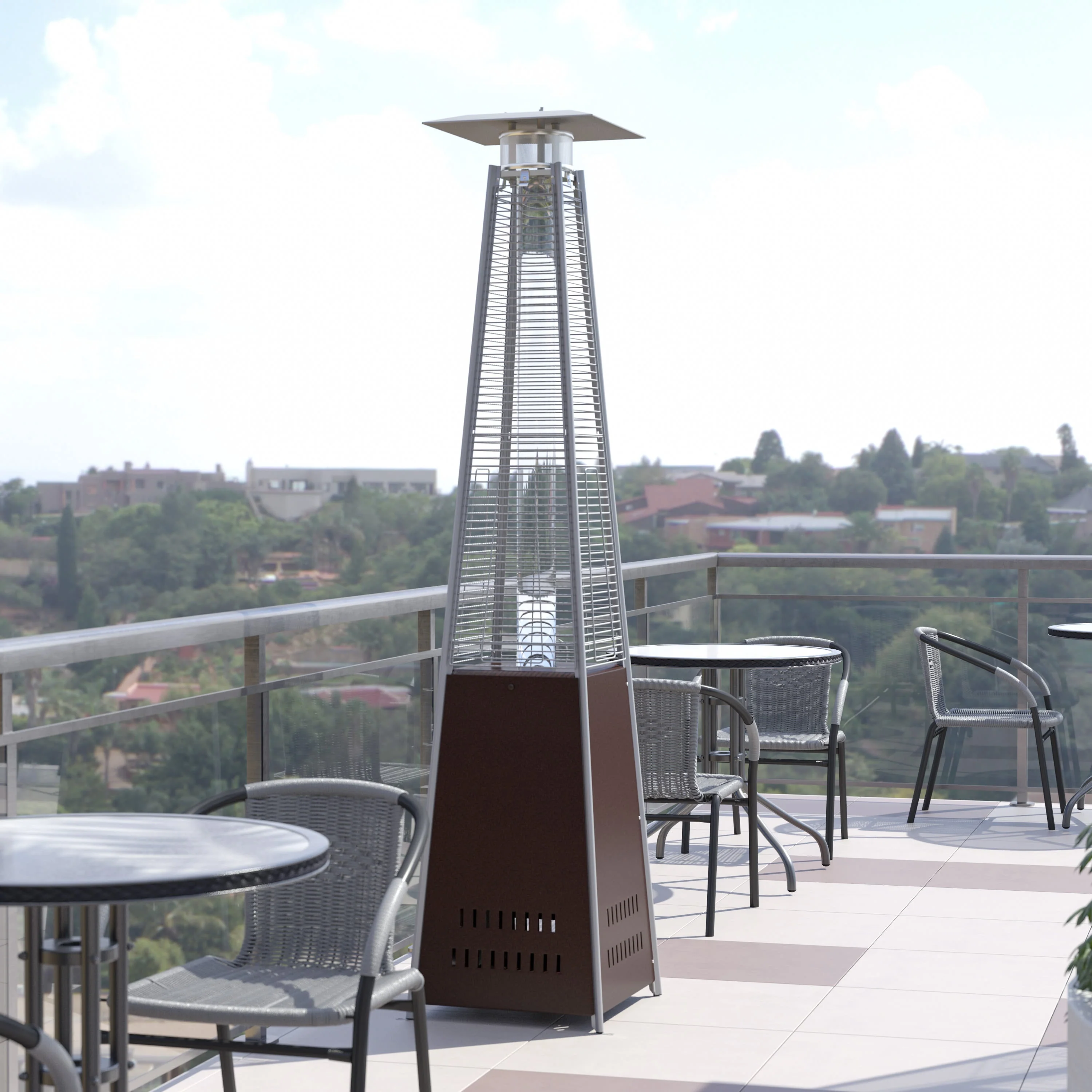 Sol Patio Outdoor Heating-Stainless Steel Pyramid 42,000 BTU Propane Heater with Wheels for Commercial & Residential Use - Image 6