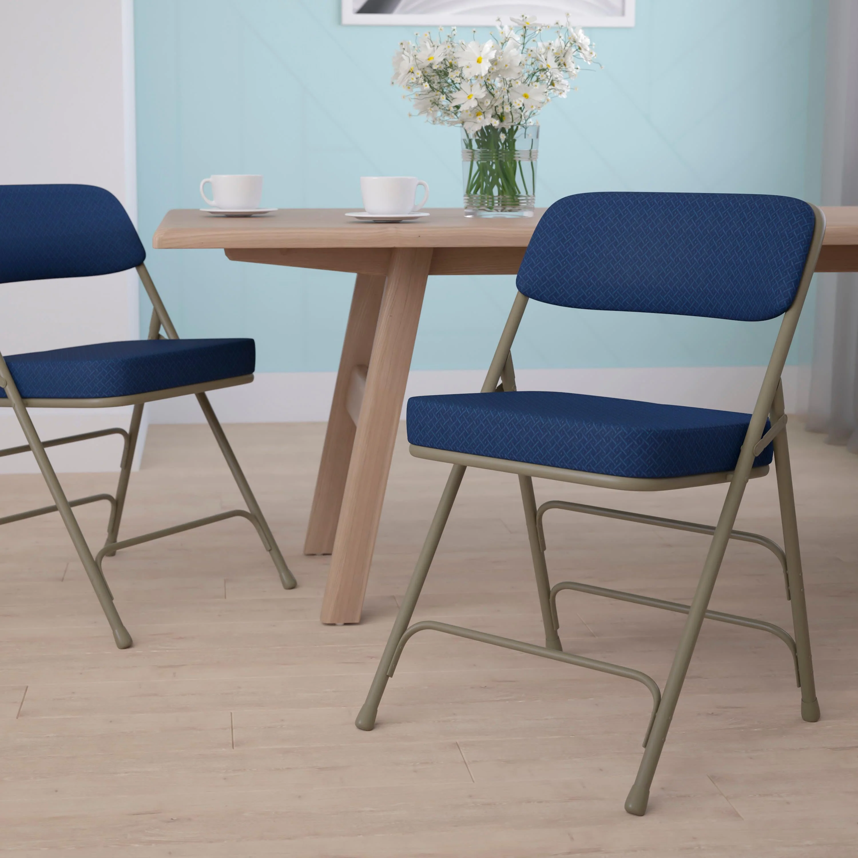 HERCULES Series 18.5"W Premium Curved Triple Braced & Double Hinged Fabric Upholstered Metal Folding Chair - Image 14