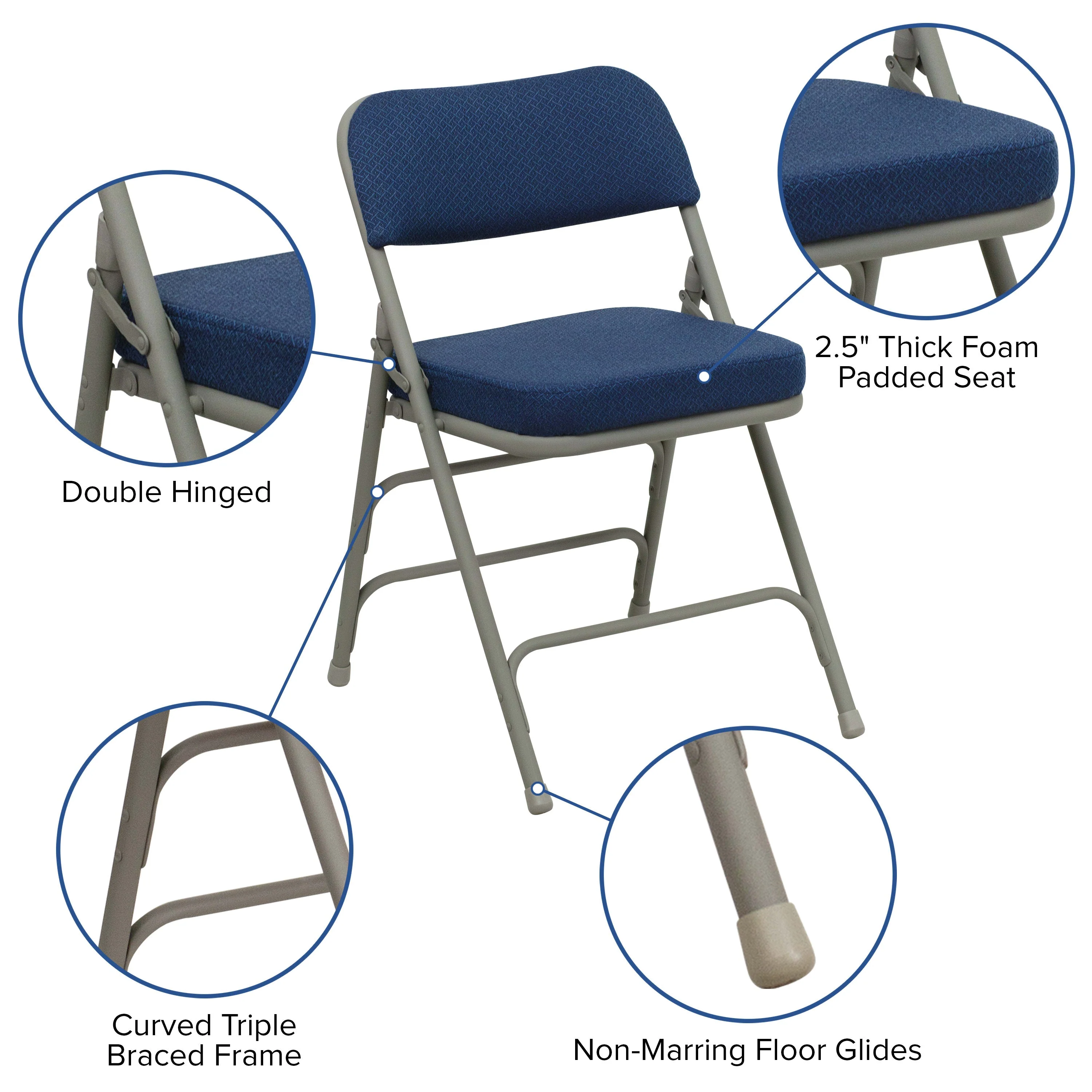 HERCULES Series 18.5"W Premium Curved Triple Braced & Double Hinged Fabric Upholstered Metal Folding Chair - Image 17