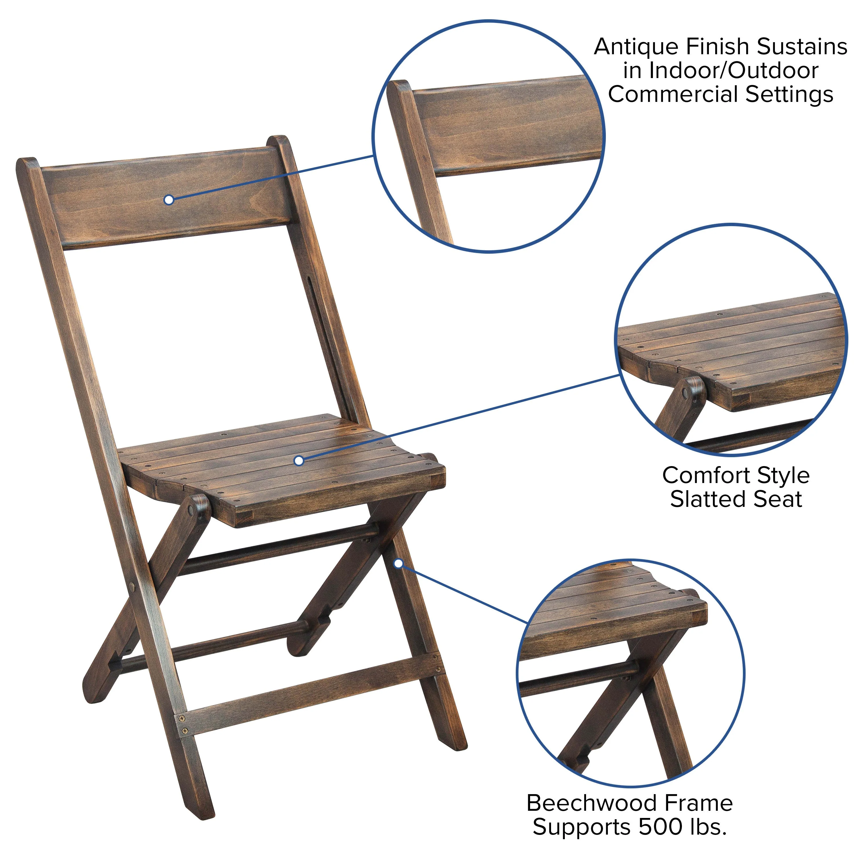 Slatted Wood Folding Special Event Chair, Set of 4 - Image 6