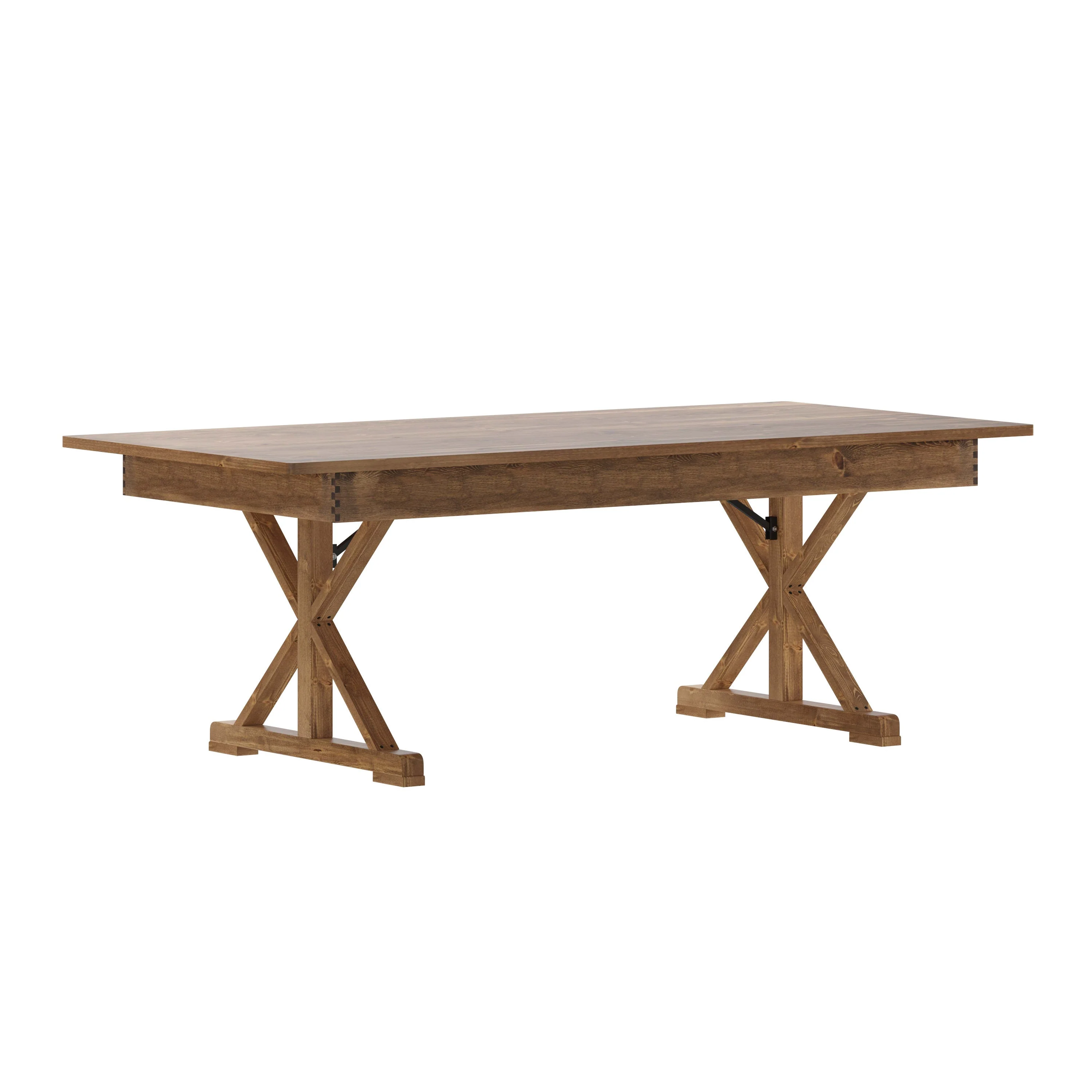 HERCULES 7' x 40" Rectangular Solid Pine Folding Farm Table with X Legs - Image 15