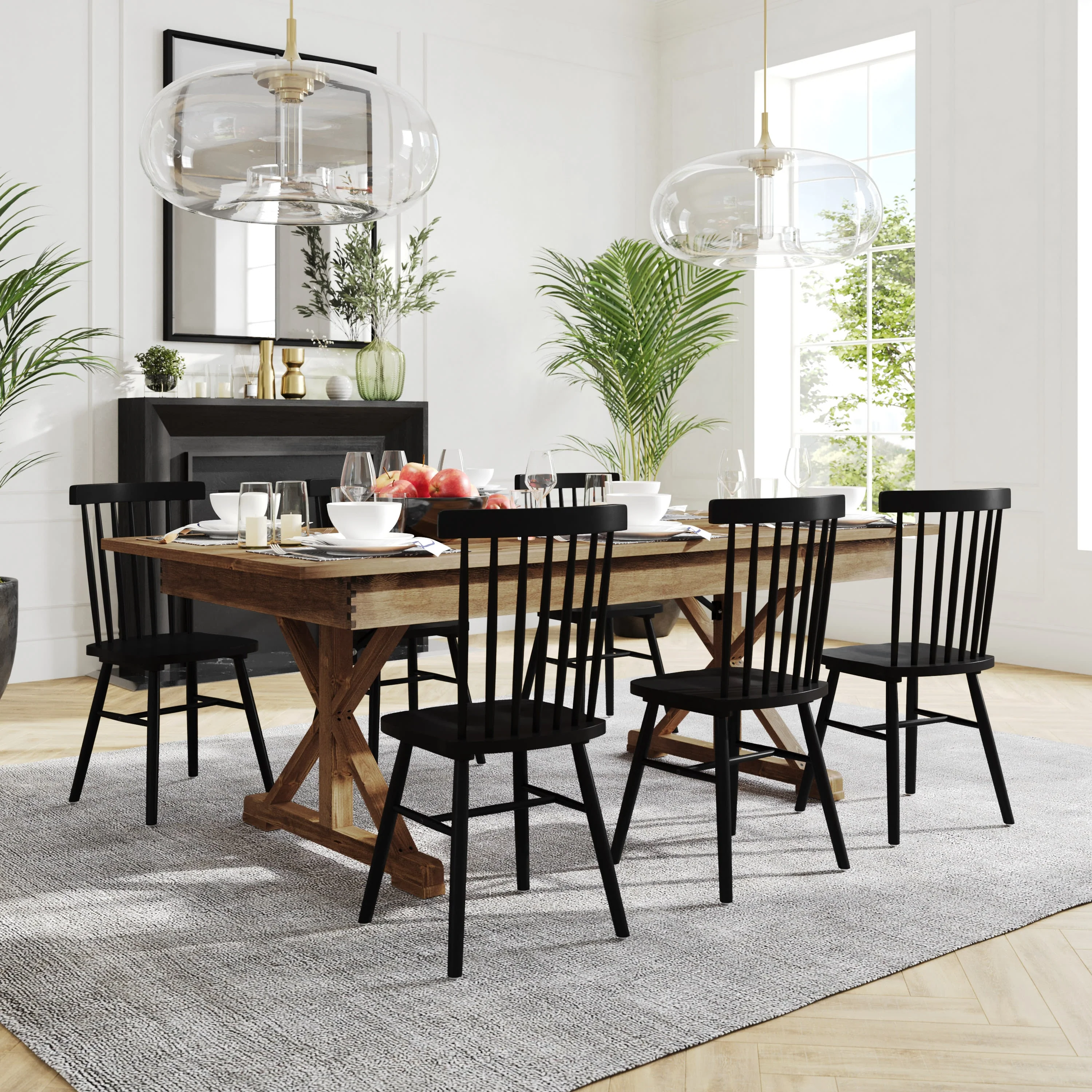 HERCULES 7' x 40" Rectangular Solid Pine Folding Farm Table with X Legs - Image 16