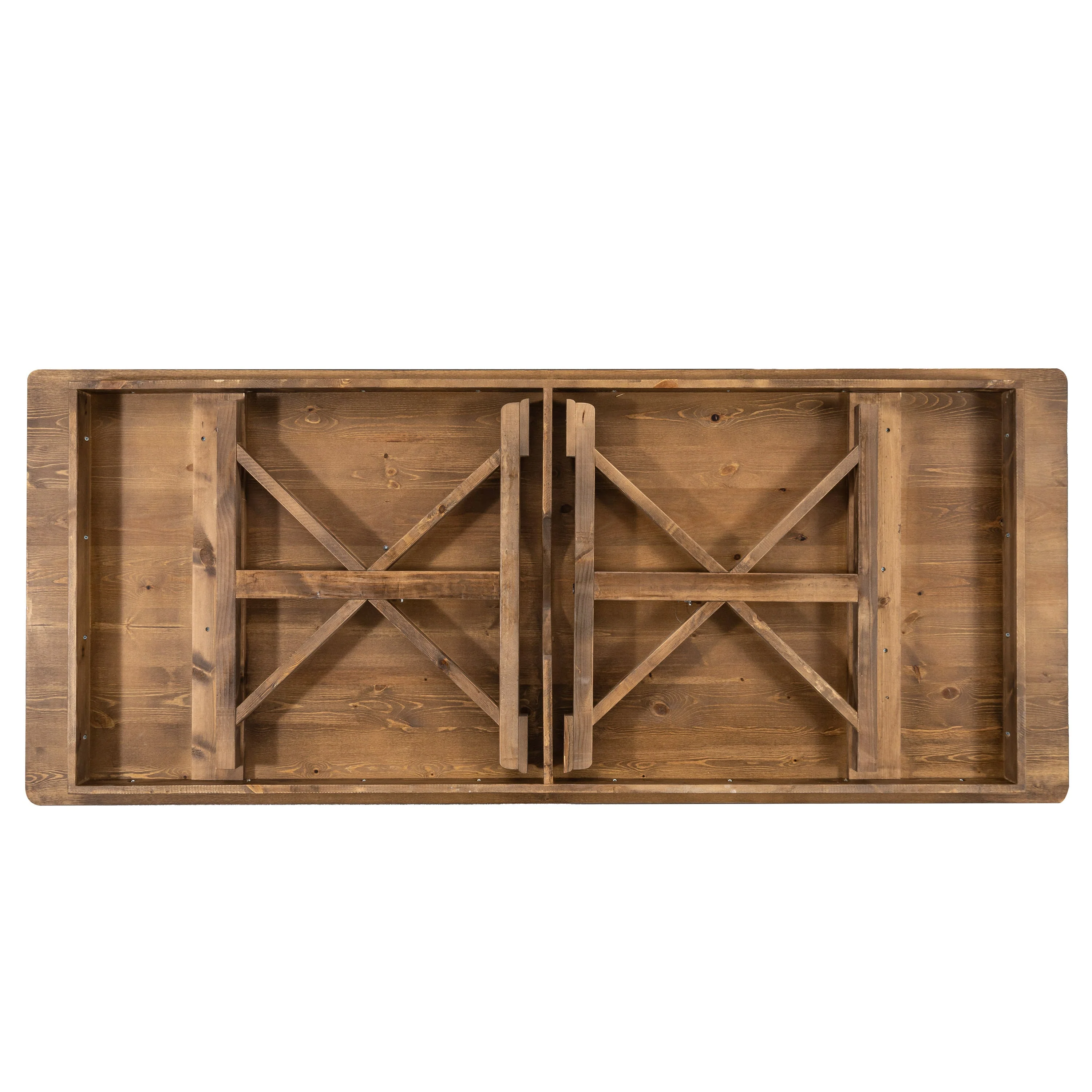 HERCULES 7' x 40" Rectangular Solid Pine Folding Farm Table with X Legs - Image 22