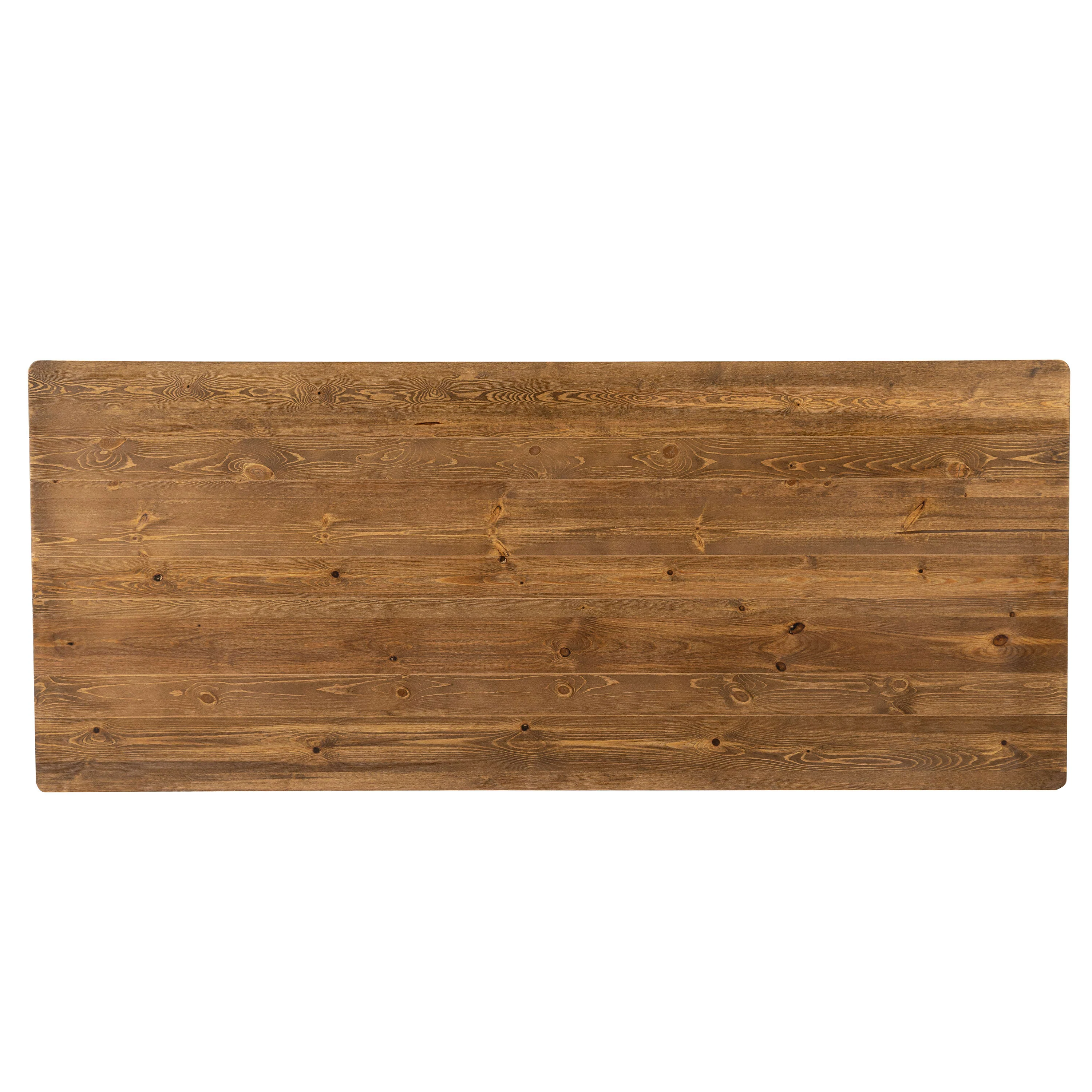 HERCULES 7' x 40" Rectangular Solid Pine Folding Farm Table with X Legs - Image 25