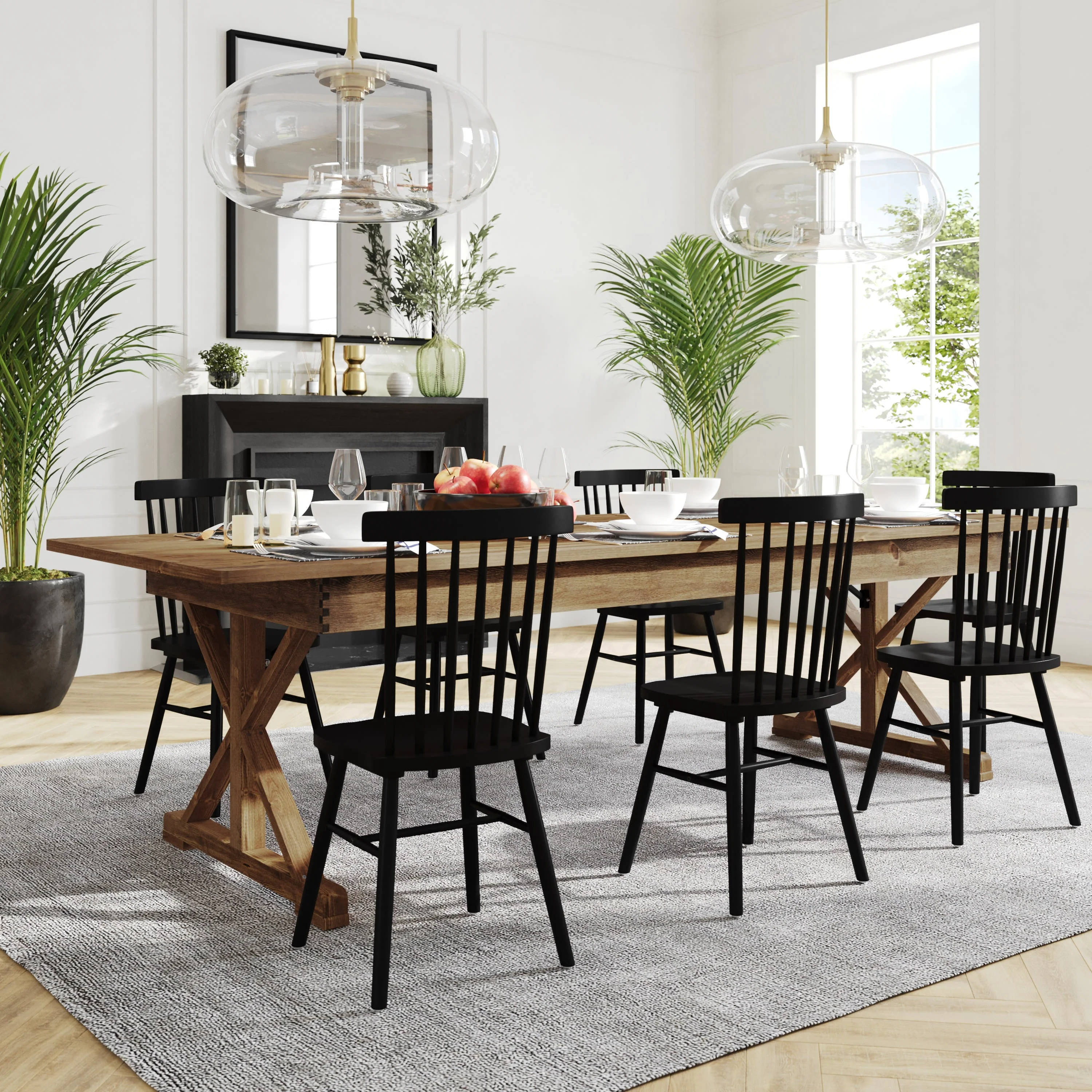 HERCULES 9' x 40" Rectangular Solid Pine Folding Farm Table with X Legs - Image 16