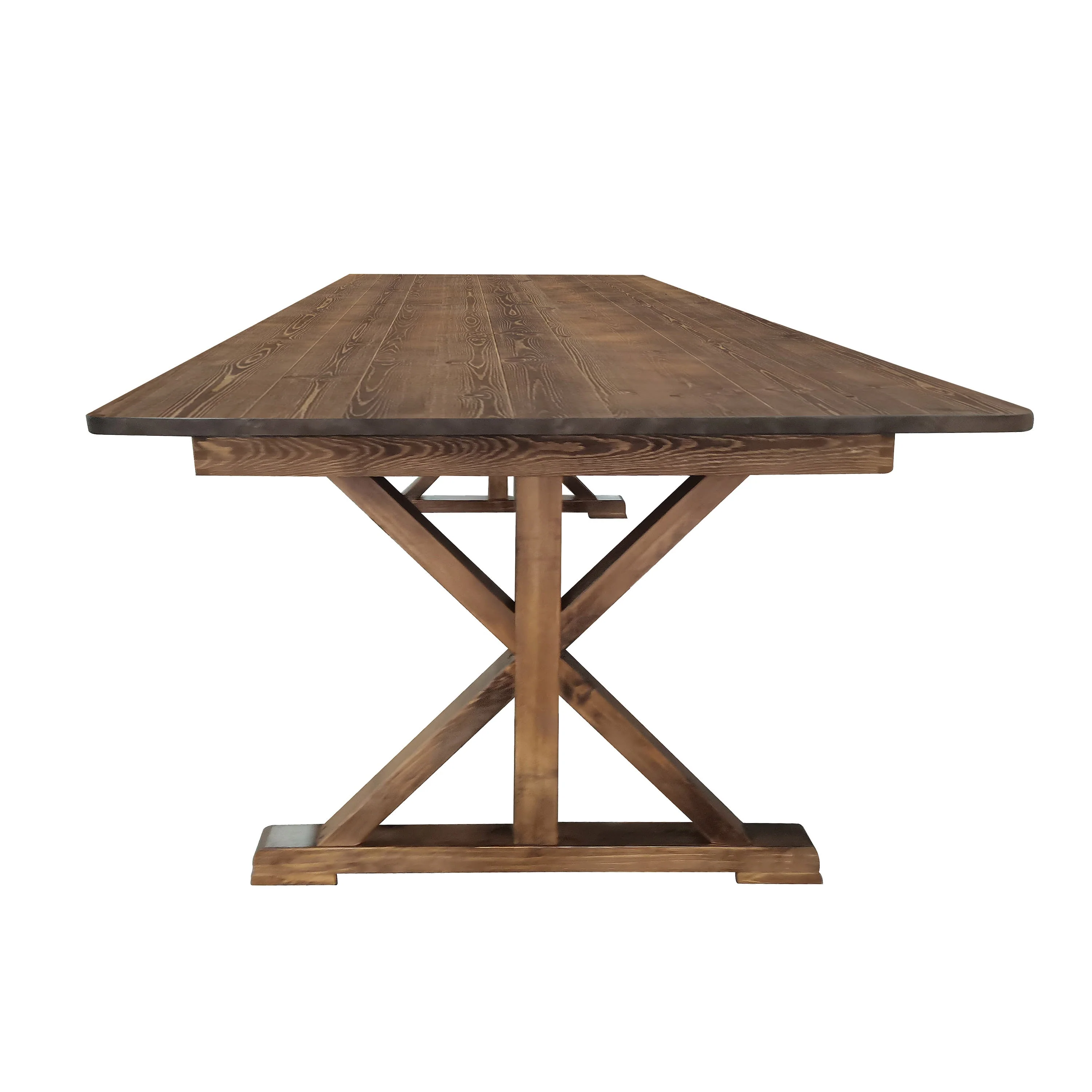 HERCULES 9' x 40" Rectangular Solid Pine Folding Farm Table with X Legs - Image 23