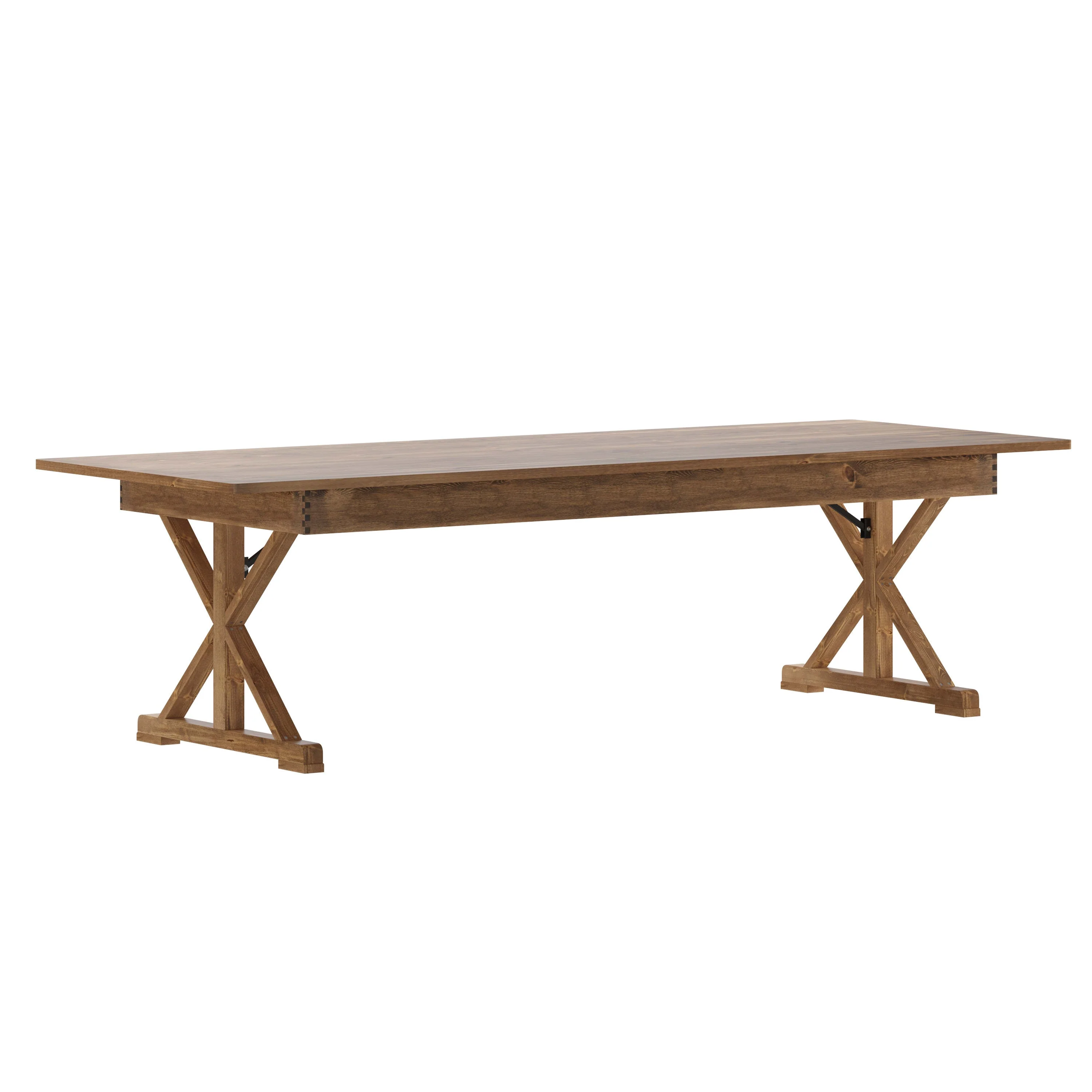 HERCULES 9' x 40" Rectangular Solid Pine Folding Farm Table with X Legs - Image 30
